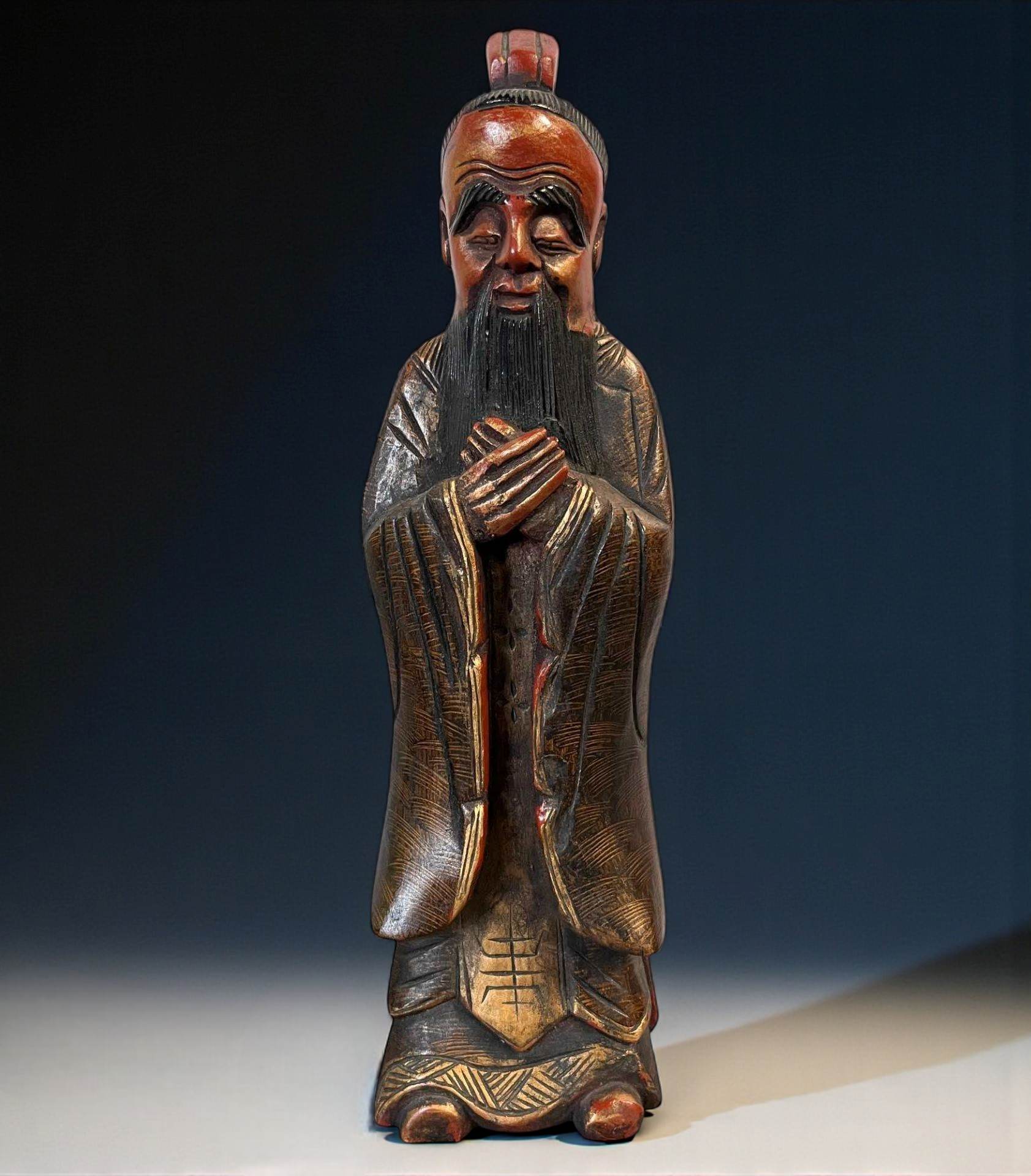 Konfuzius Figur China Holz Skulptur - 46 cm groß Konfuzius Figur China Holz Skulptur - 46 cm groß