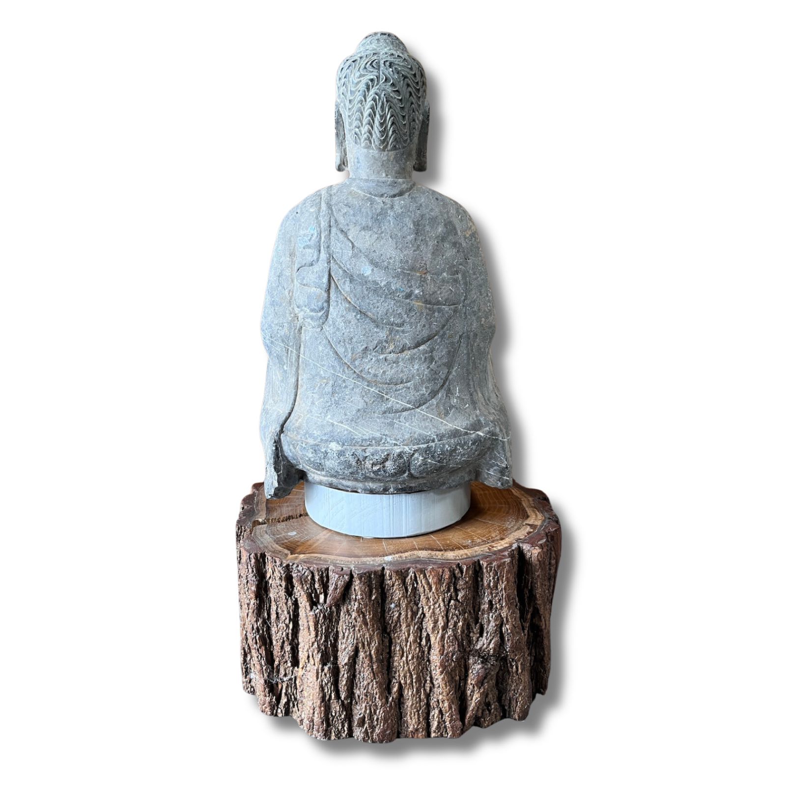 Stein Buddha Figur (72cm) auf Holz Podest