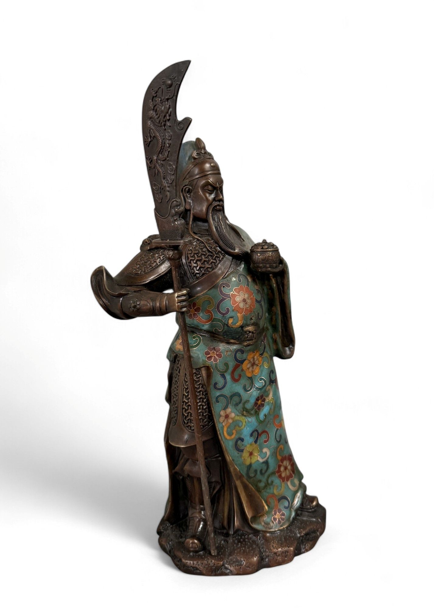 General Guan Yu China Bronze Krieger Figur Cloisonne Skulptur