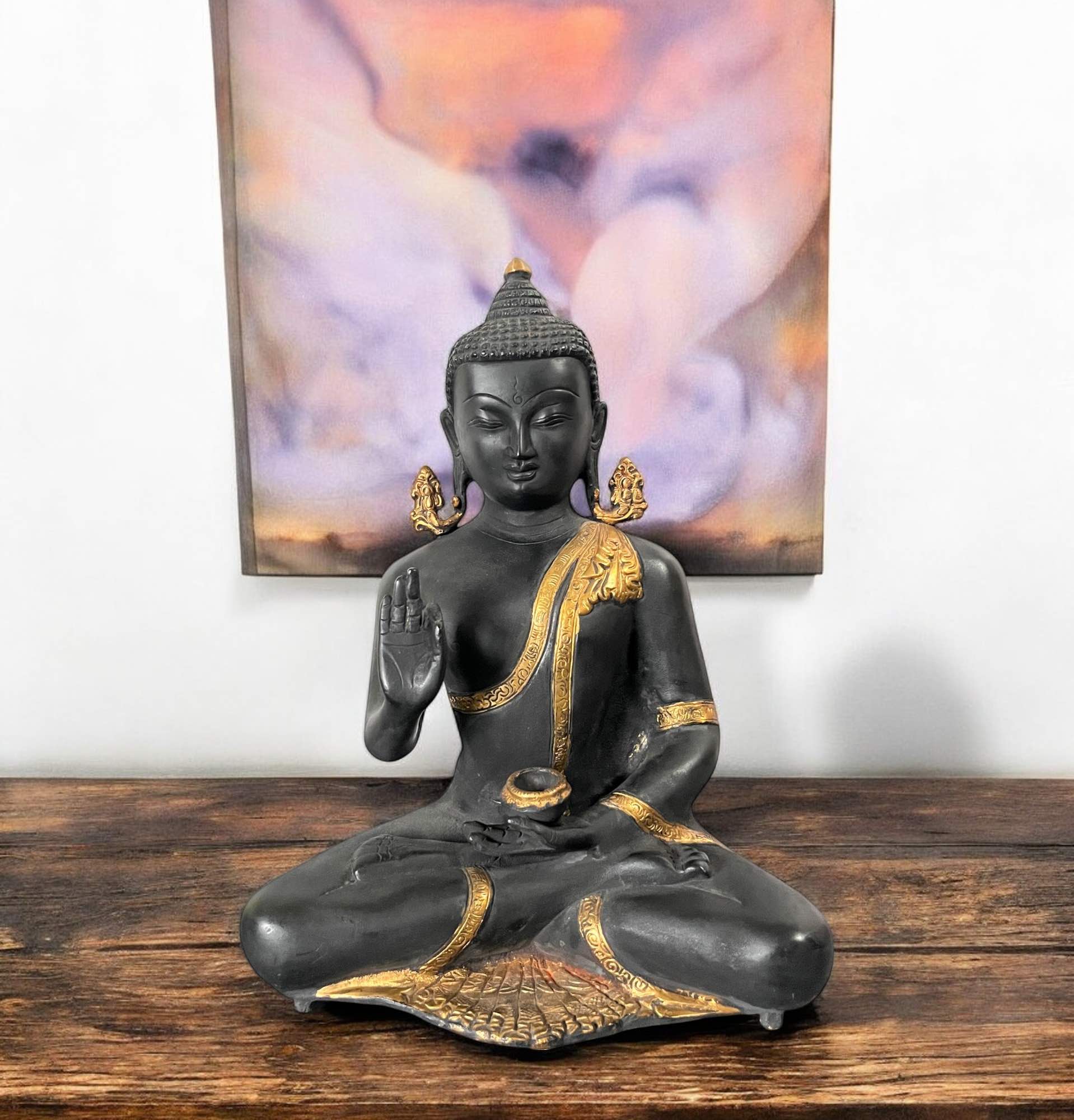 Buddha Bronze Figur mit lehrender Geste 33cm