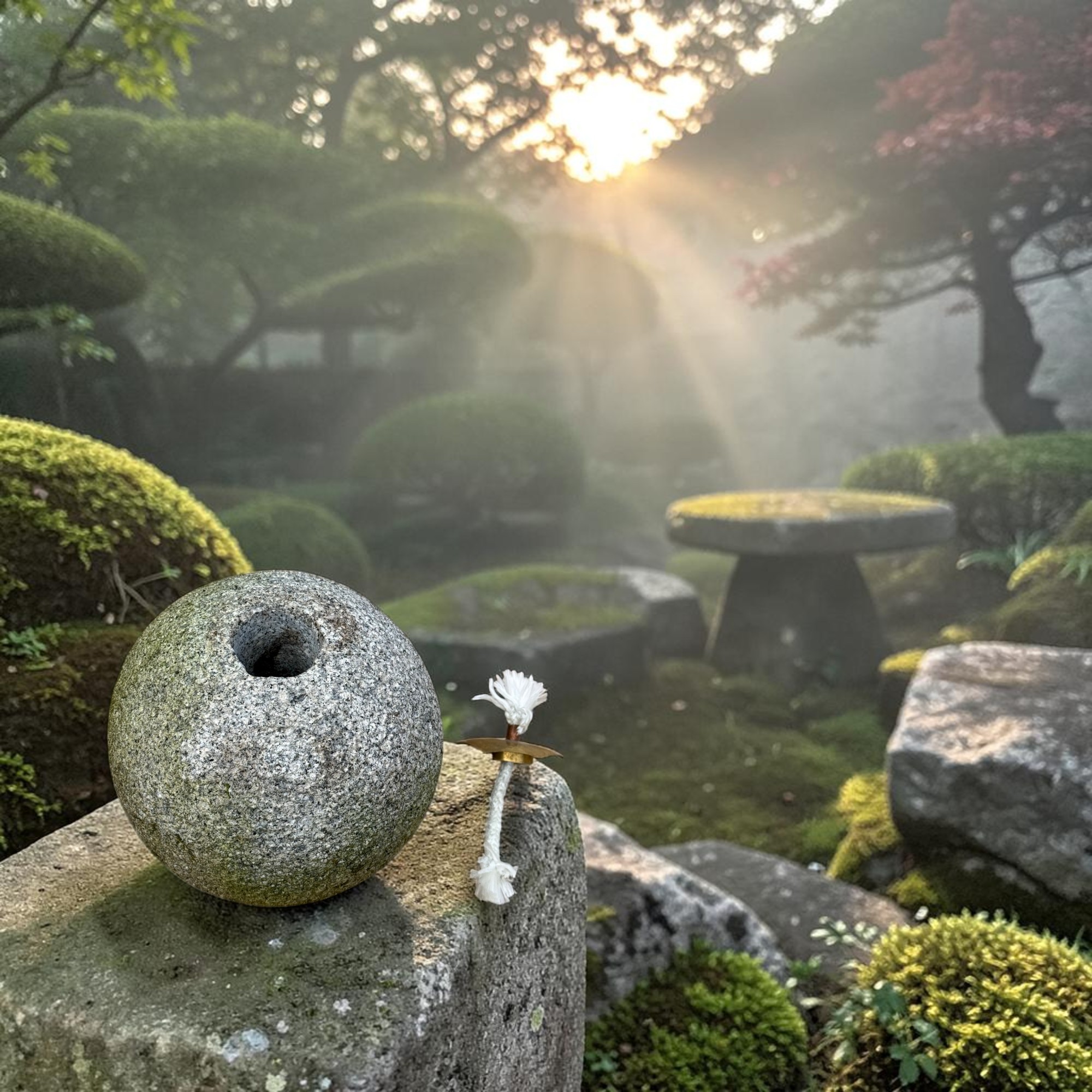 Gartenfackel aus Granit Stein – Massives Windlicht & Öllampe für Außen, wetterfest