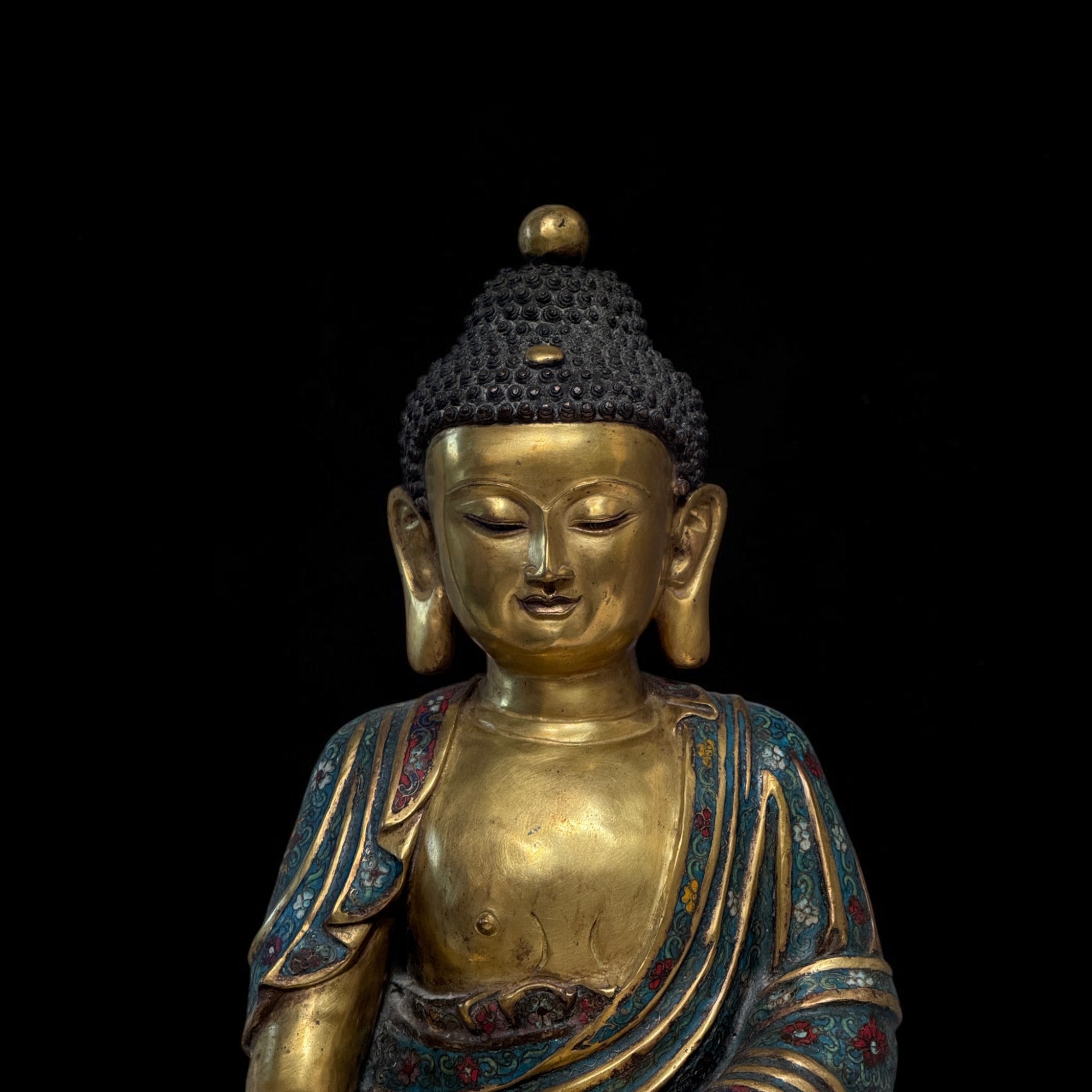 Buddha Figur Bronze Cloisonne Skulptur 50 cm groß