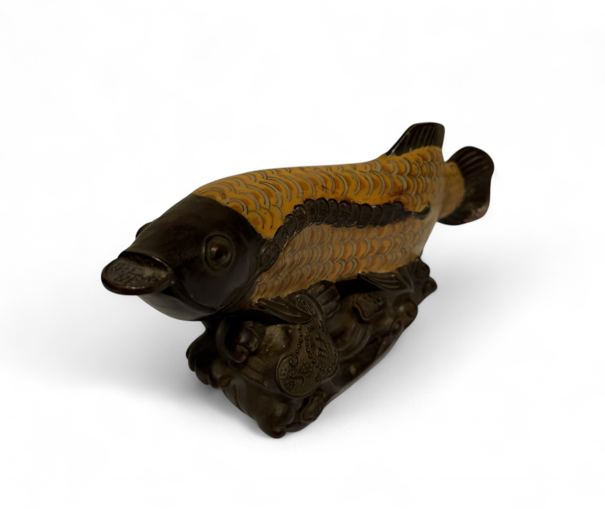 Koifisch Bronze Skulptur Cloisonne Figur Reichtumssymbol