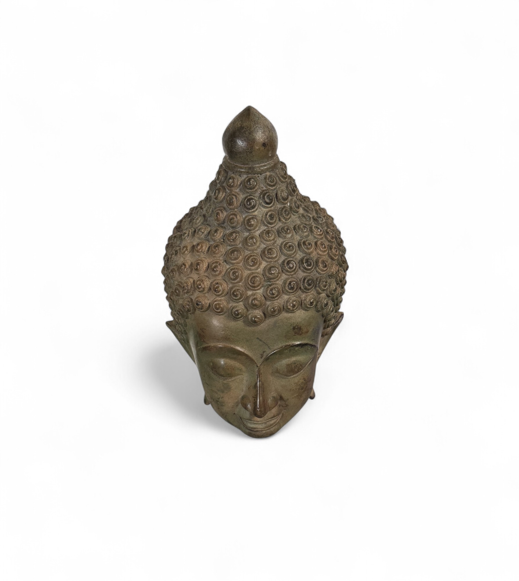 Alter Bronze Buddha Kopf aus Thailand – 1970er Jahre