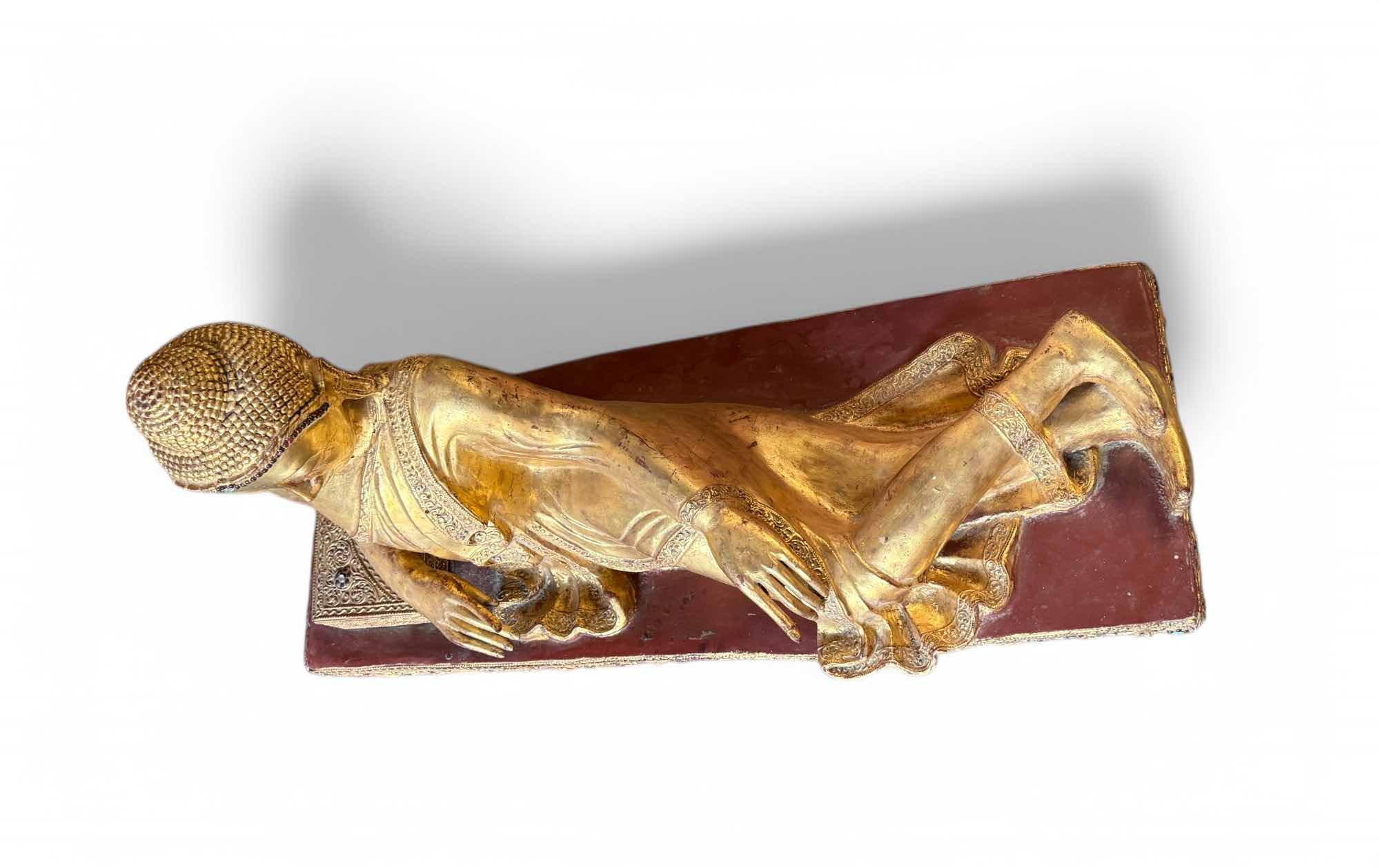 Alte Lacquerware Mandalay Buddha Skulptur Burma Statue 110 cm