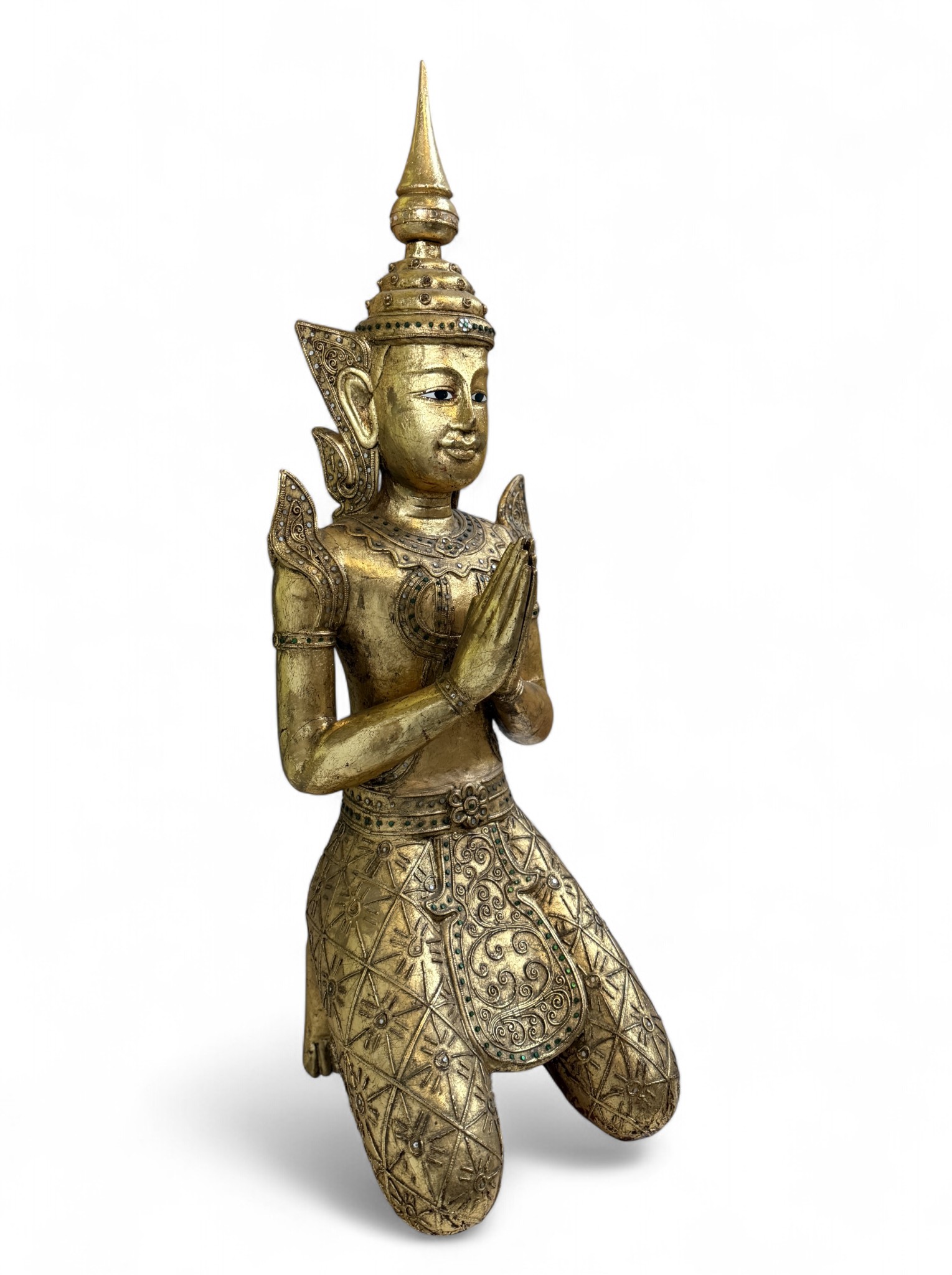 Thailändischer Tempelwächter Teppanom Holz Skulptur 94 cm