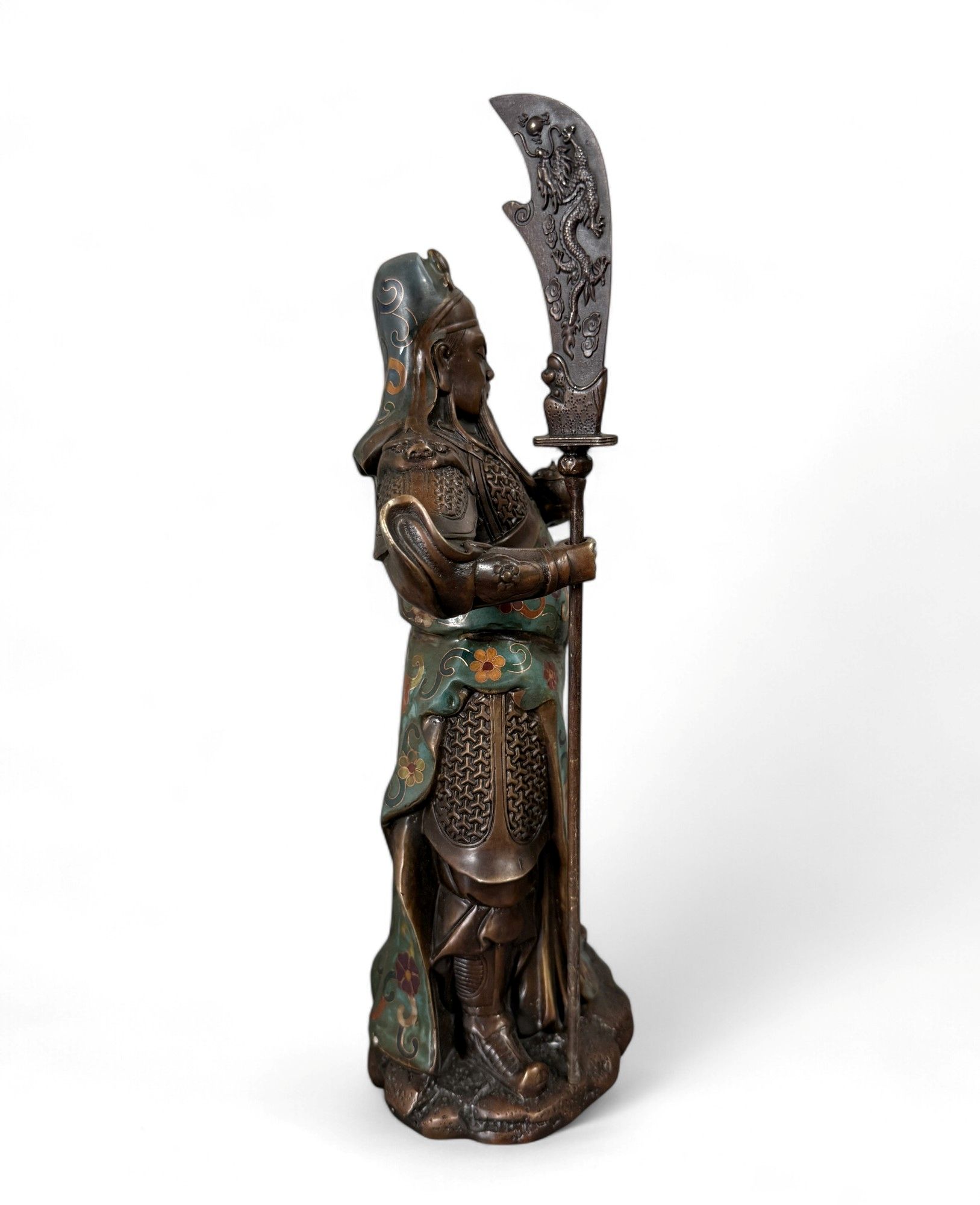 General Guan Yu China Bronze Krieger Figur Cloisonne Skulptur