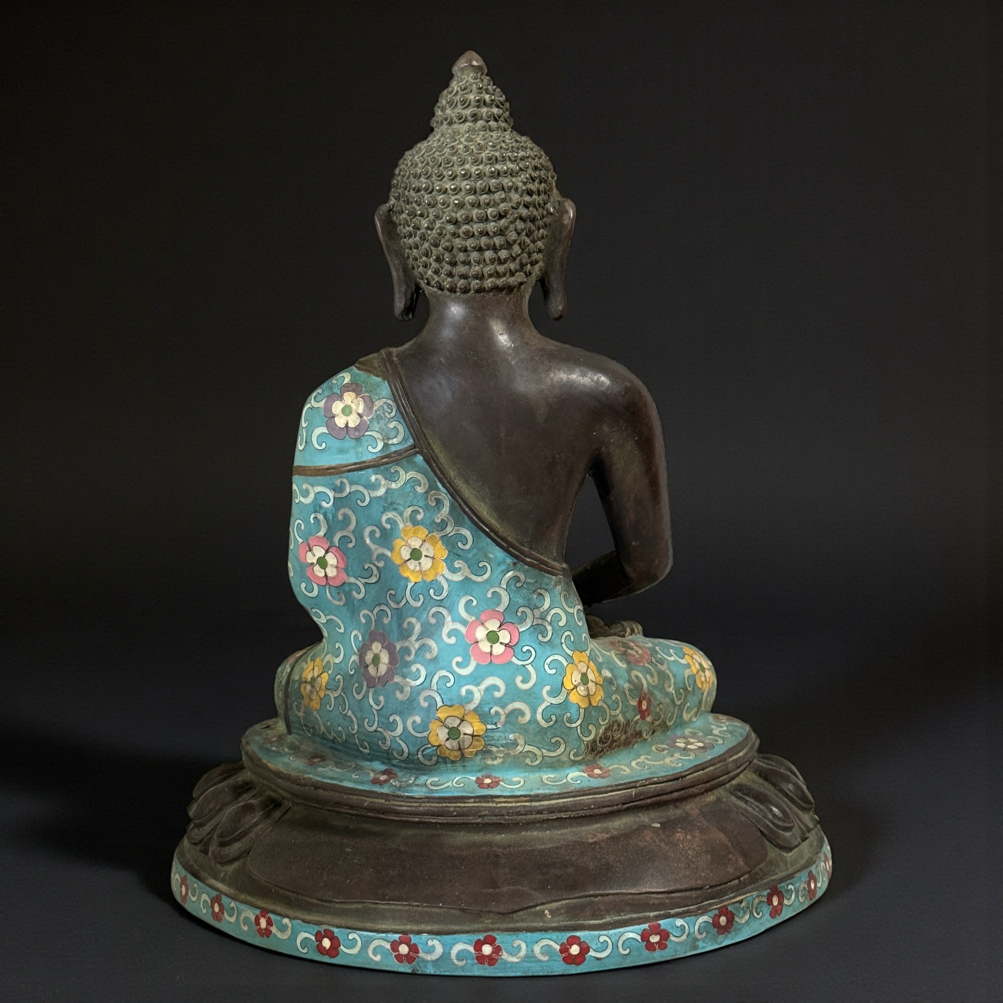 Buddha Figur Bronze China Cloisonne Skulptur 40 cm groß