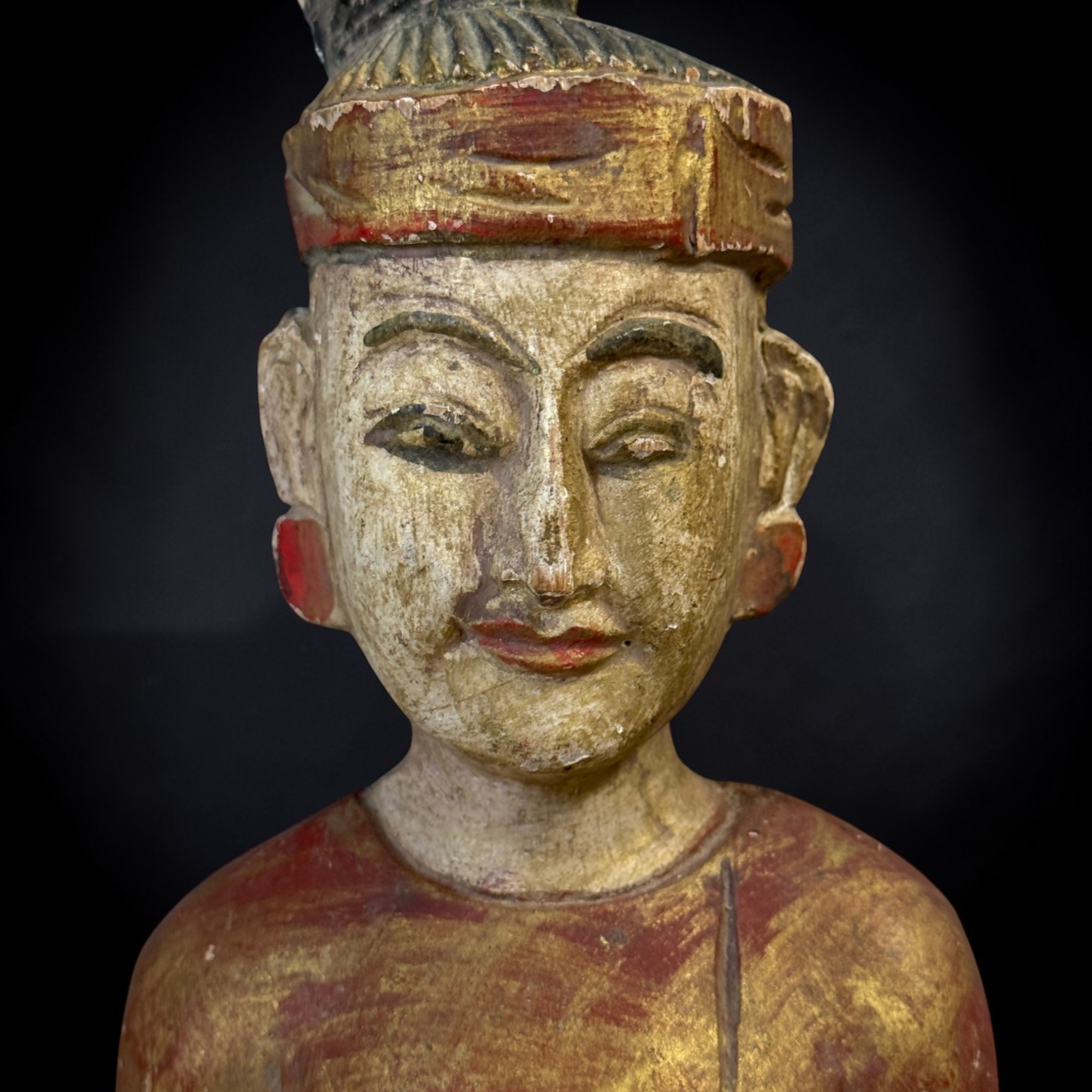 Alte birmanische Holzfigur Nat-Geist – Erlanger Sammlung – 24cm