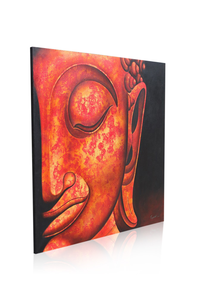 Wandbild Buddha Kopf aus Thailand - Künstler Gemälde