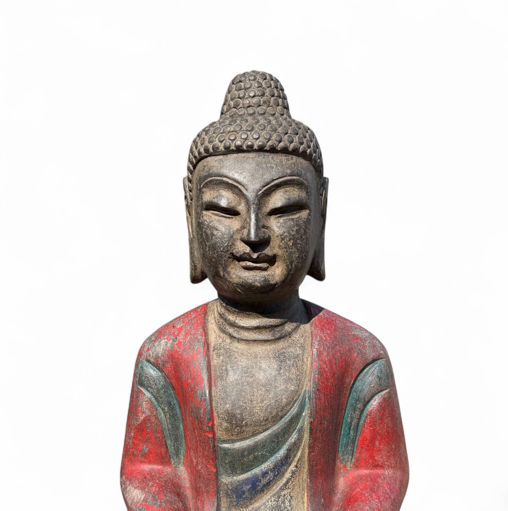 Garten Buddha Statue Naturstein Figur Meditation Geste
