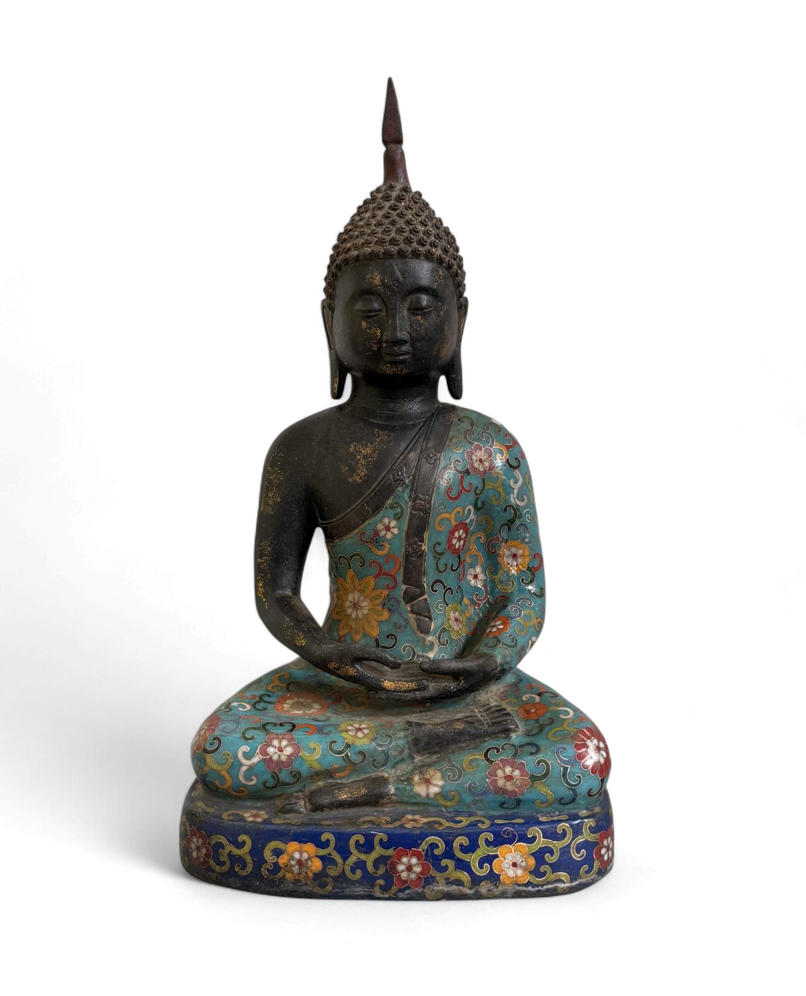 Buddha Figur Bronze China Cloisonne Skulptur 40 cm groß