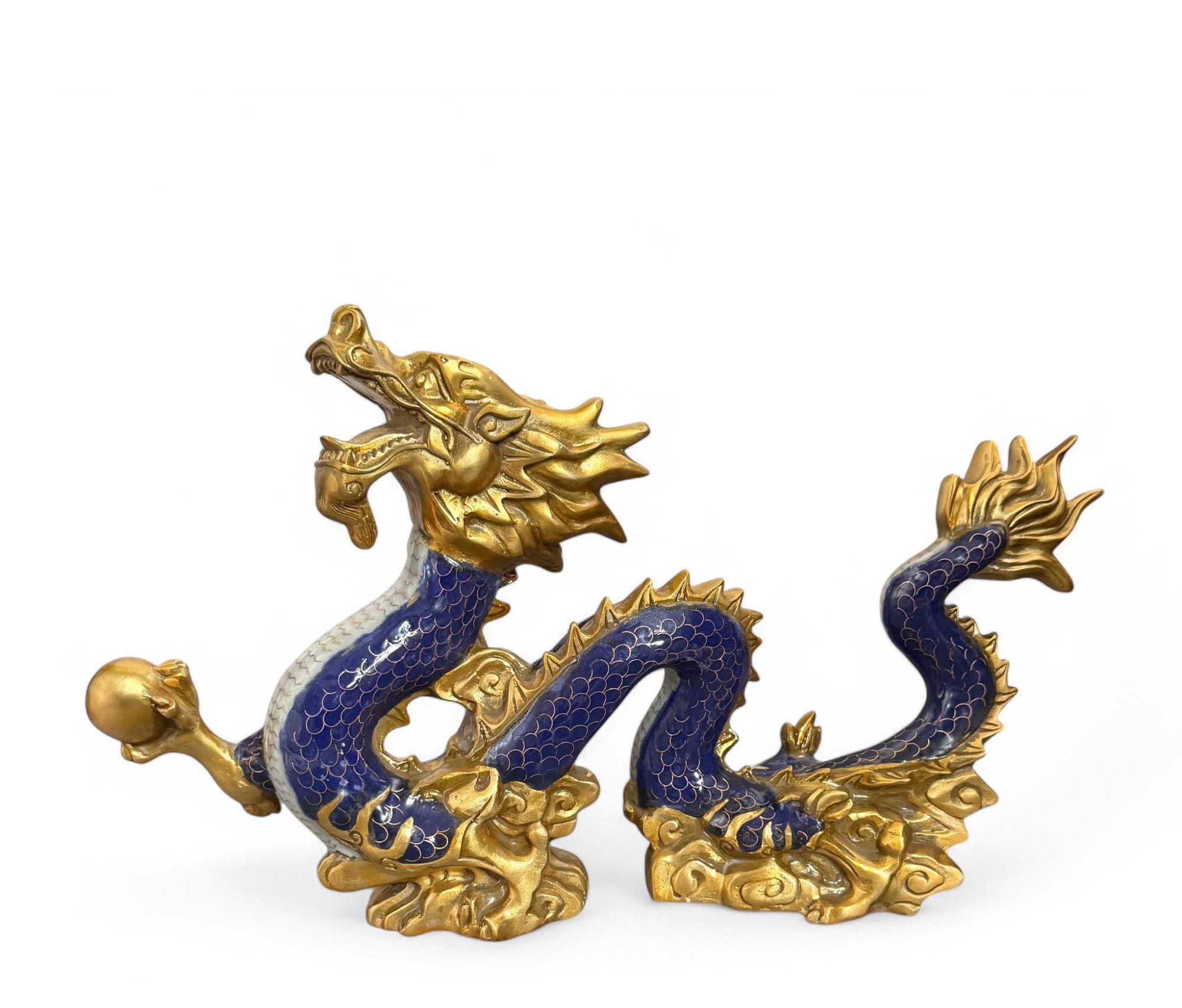 China Drachen Skulptur Bronze Figur Cloisonne 44 cm
