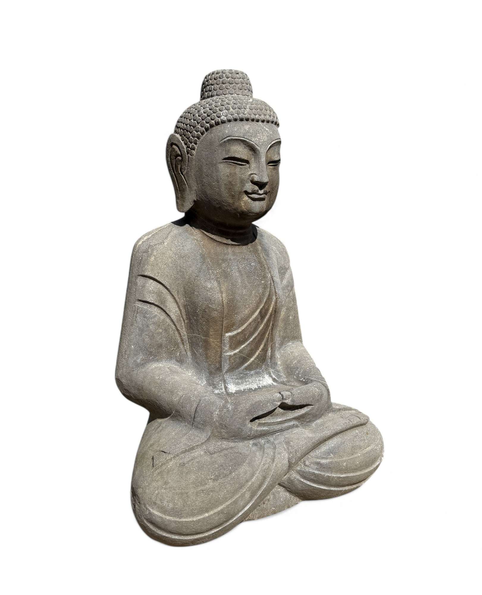 Garten Buddha Statue Naturstein Figur Meditations Geste