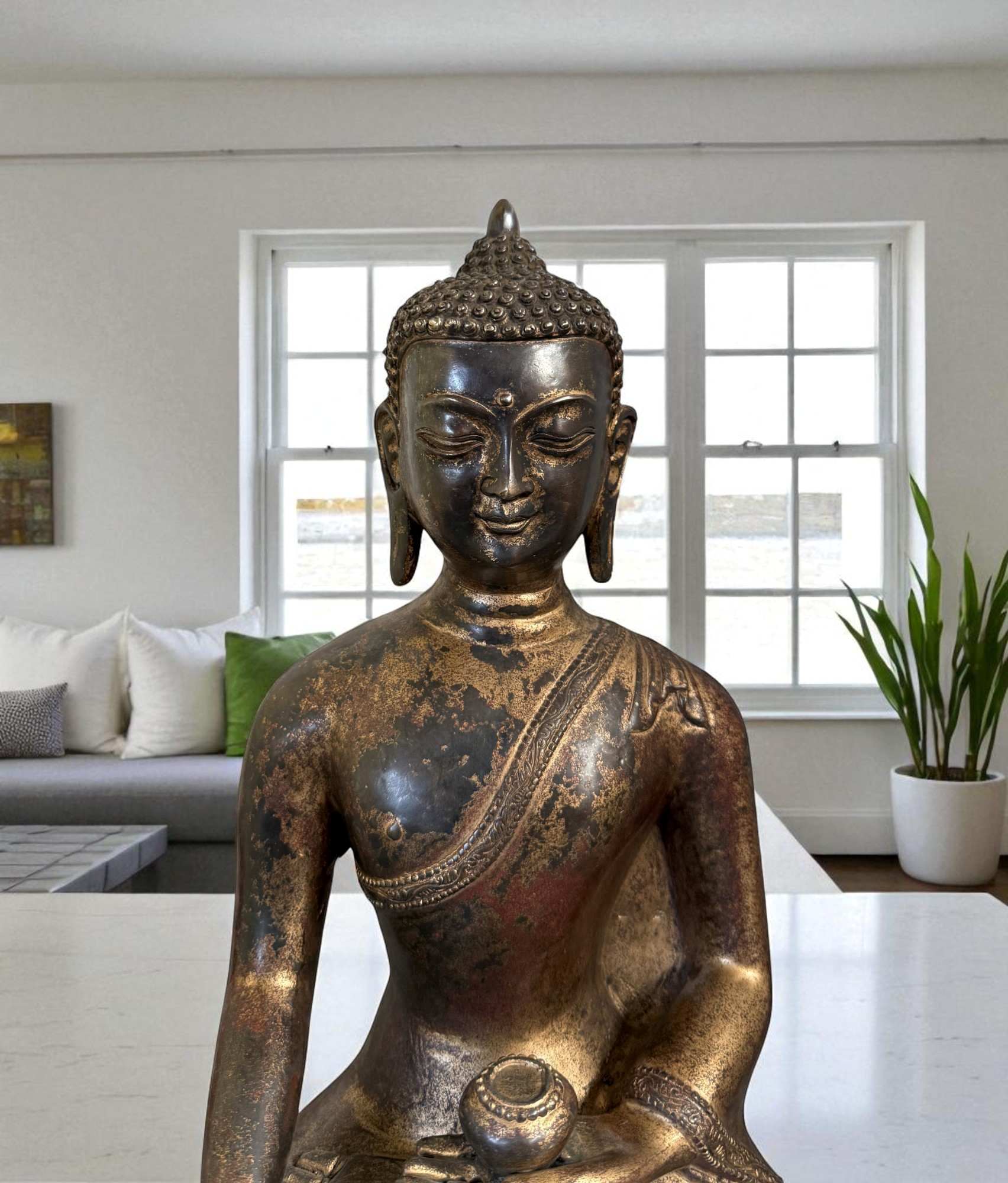 Siddharta Gautama Bronze Buddha Figur 39 cm groß
