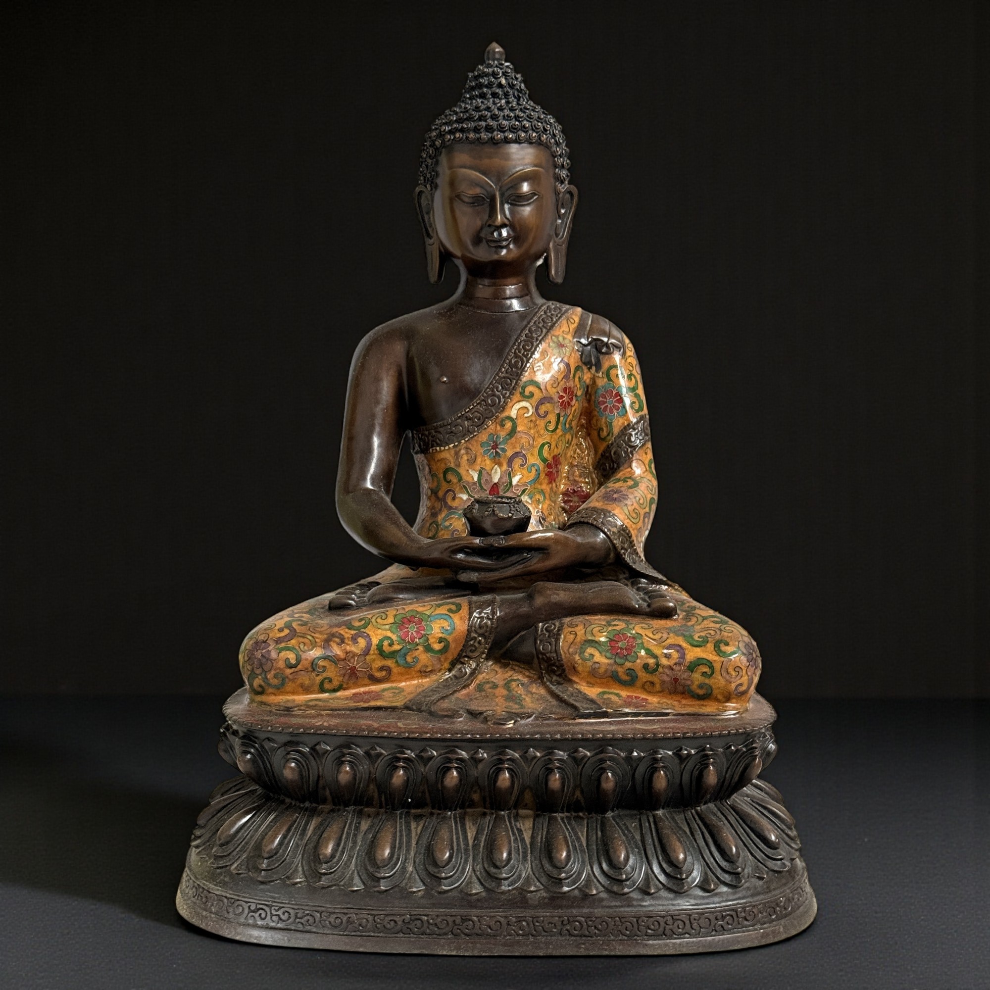 Buddha Figur Bronze China Cloisonne Skulptur 44cm groß