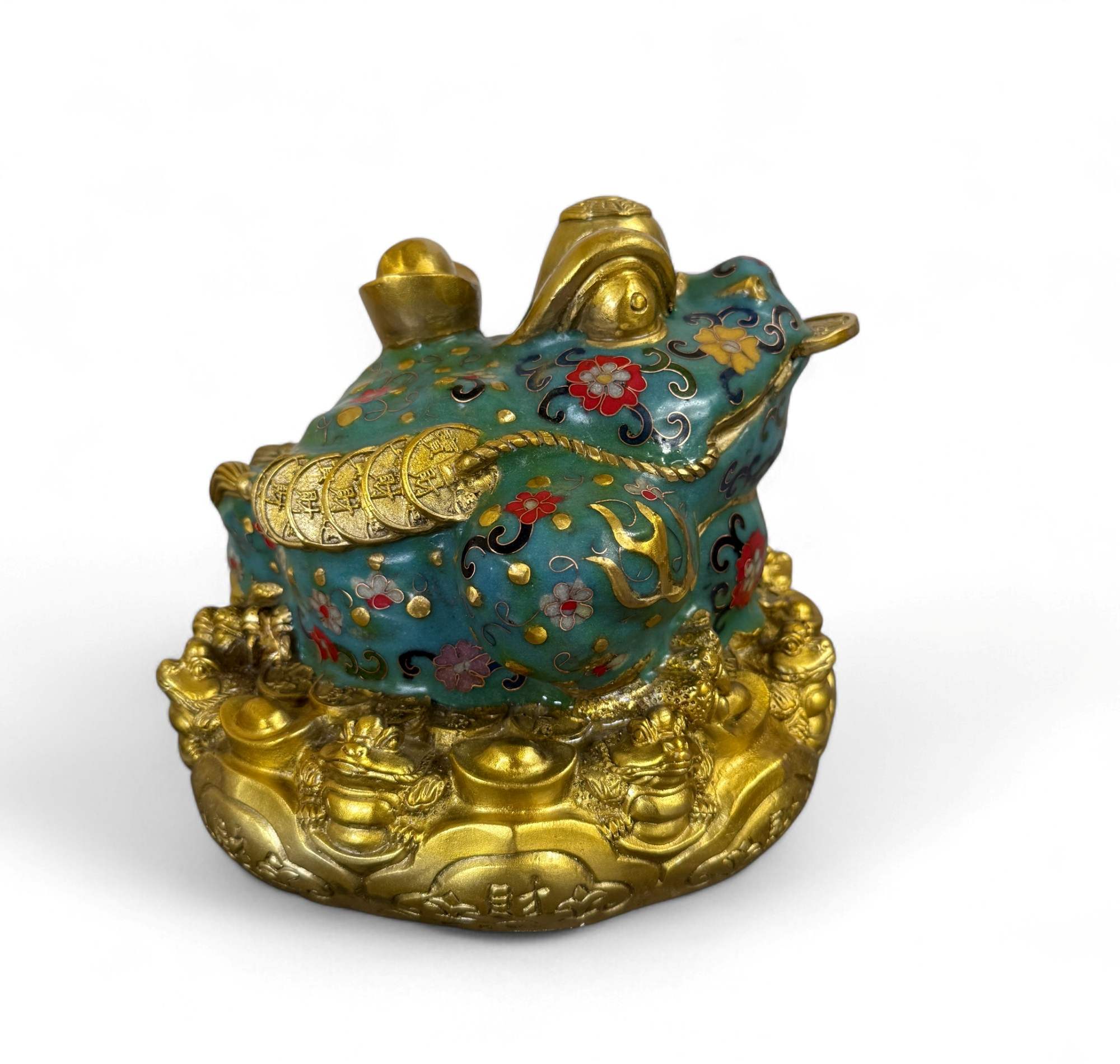 Geldfrosch Geldkröte Bronze Cloisonne chinesische Skulptur