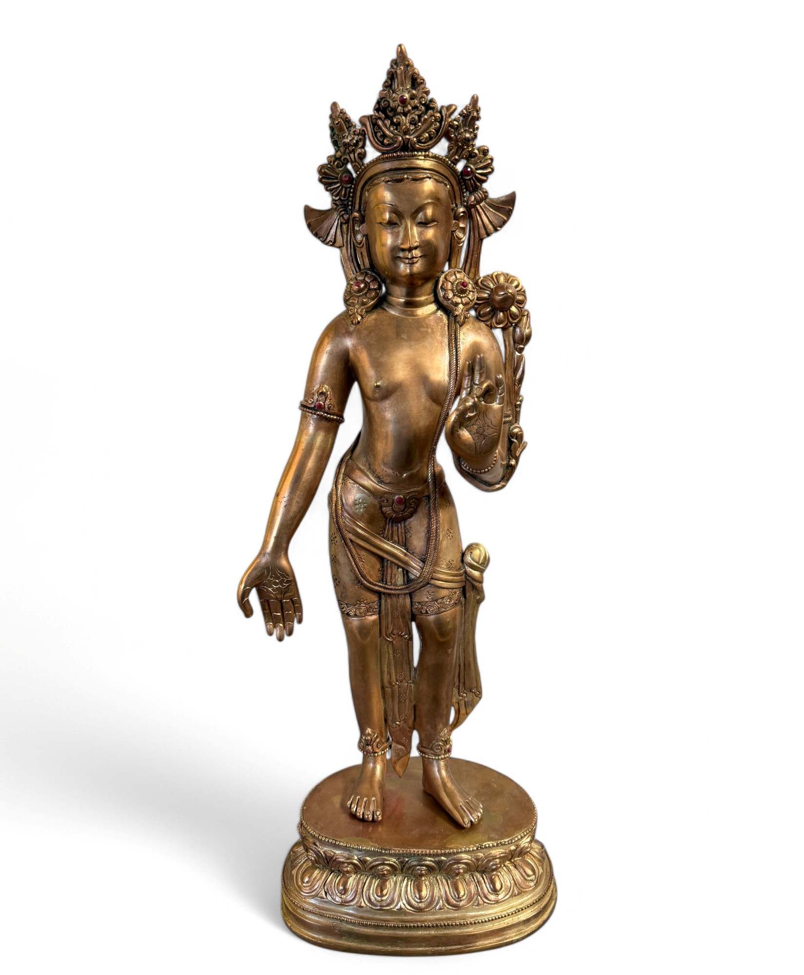 Padmapani Kupfer Bronze Statue Nepal Skulptur 53 cm groß