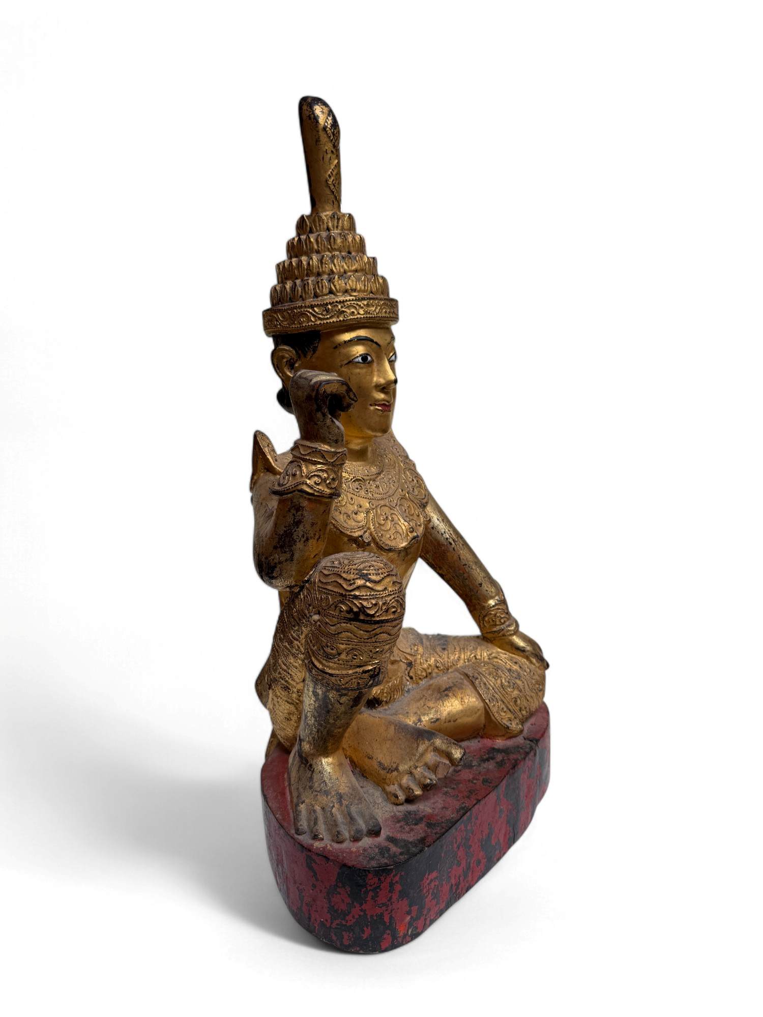 Alte Nat Skulptur aus Birma mit Teilvergoldung - 58 cm groß