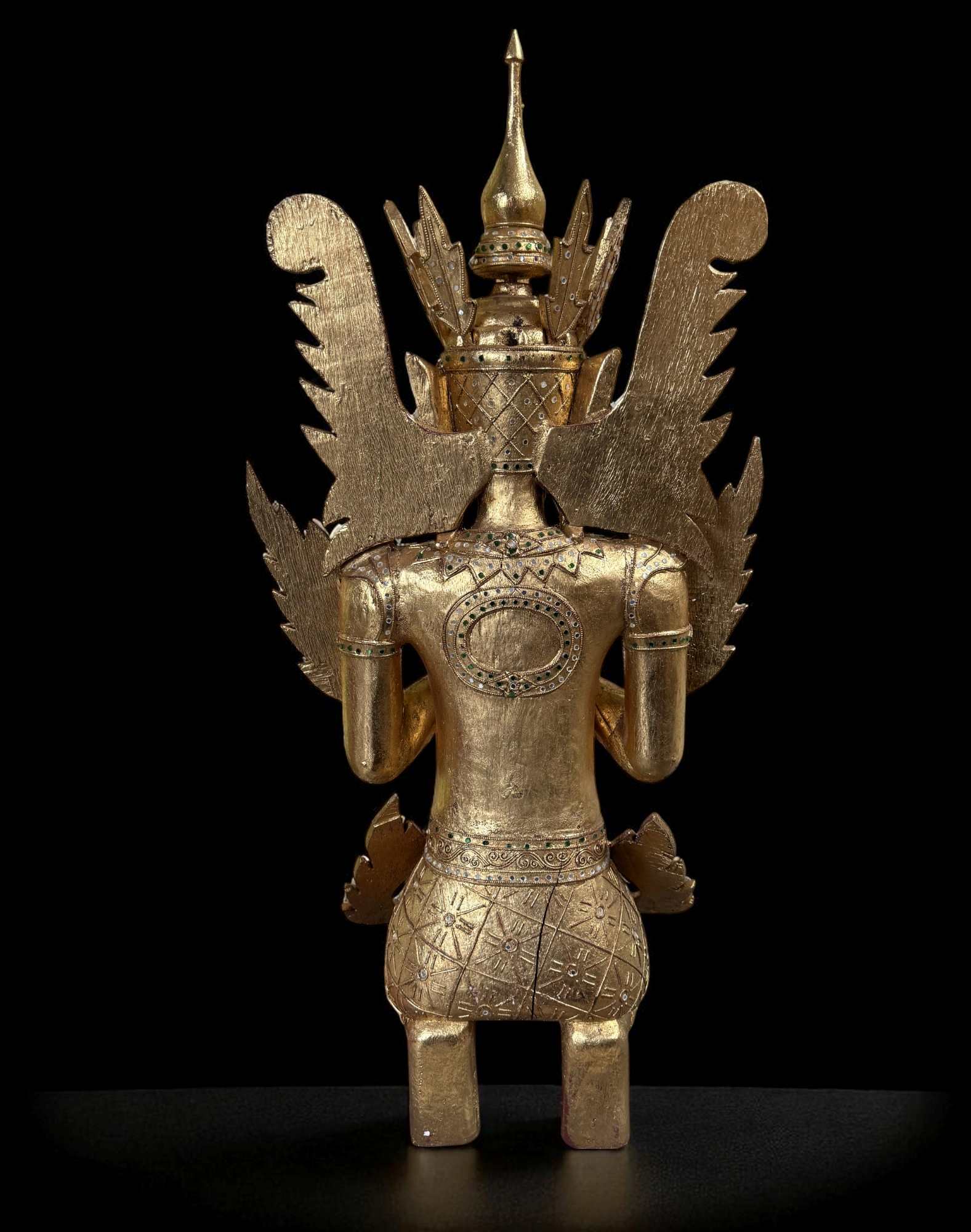 Thailändischer Tempelwächter majestätischer Teppanom Holz Skulptur