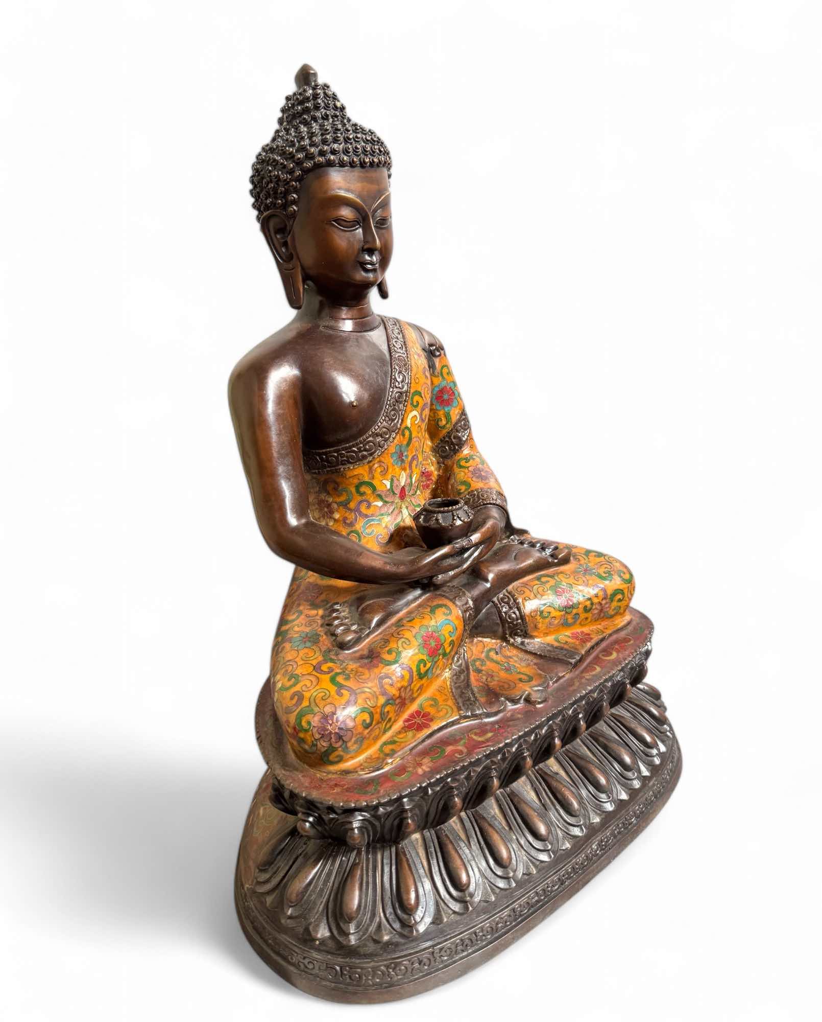 Buddha Figur Bronze China Cloisonne Skulptur 44cm groß