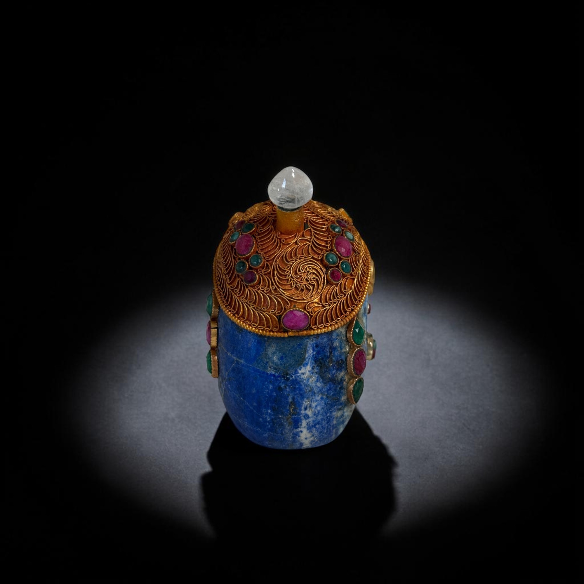 Lapis Lazuli Skull Totenkopf mit Edelsteinen Nepal - 10 cm