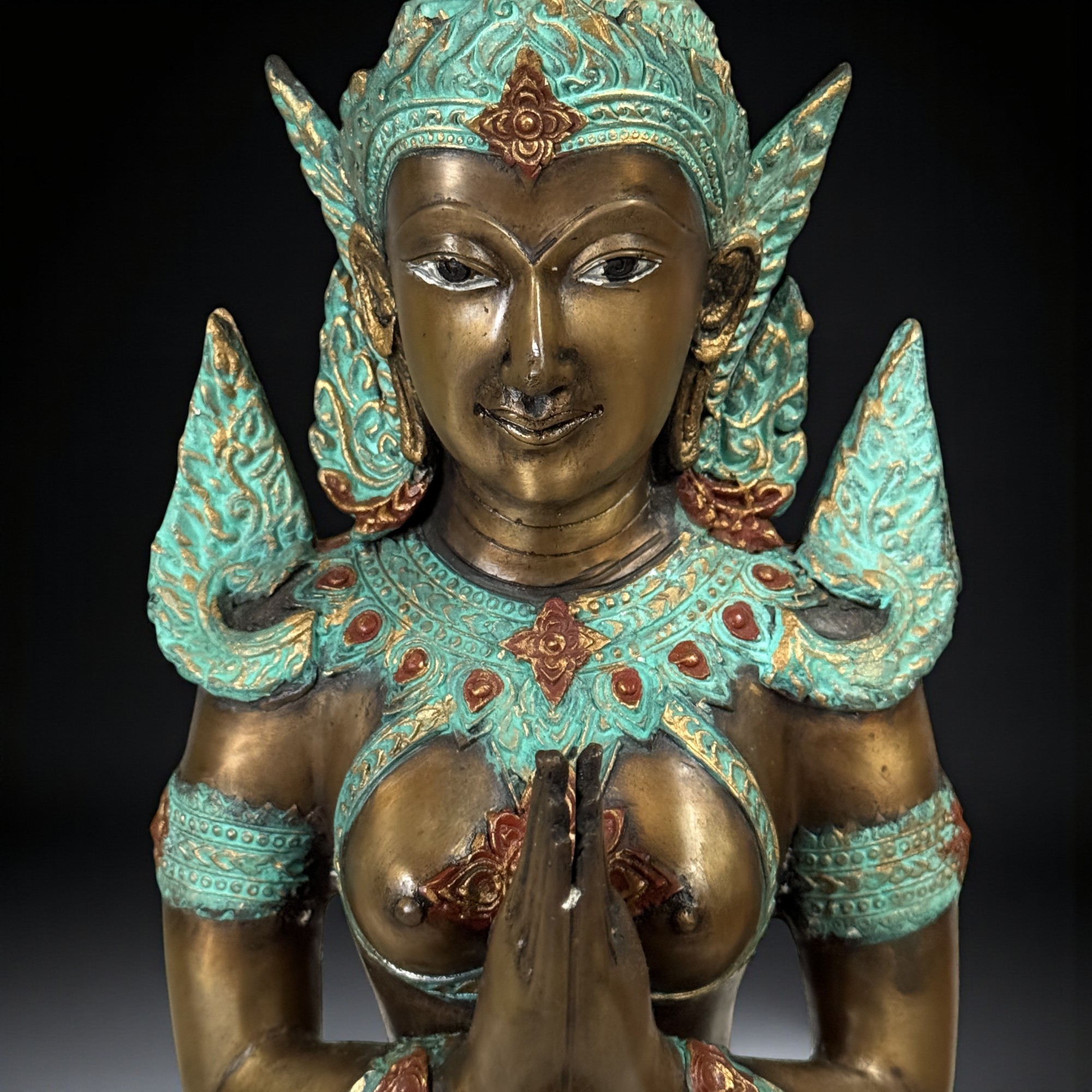Thailand Tempelwächter Skulptur aus Bronze - Anjali Mudra