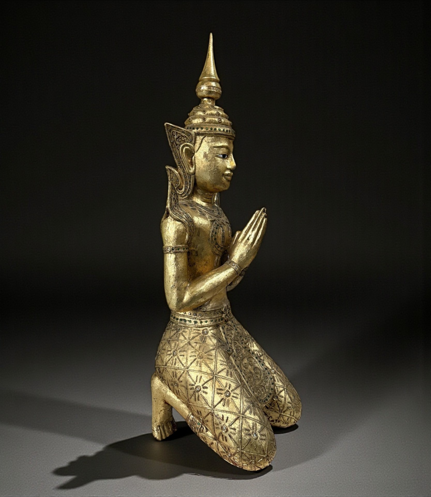 Thailändischer Tempelwächter Teppanom Holz Skulptur 94 cm