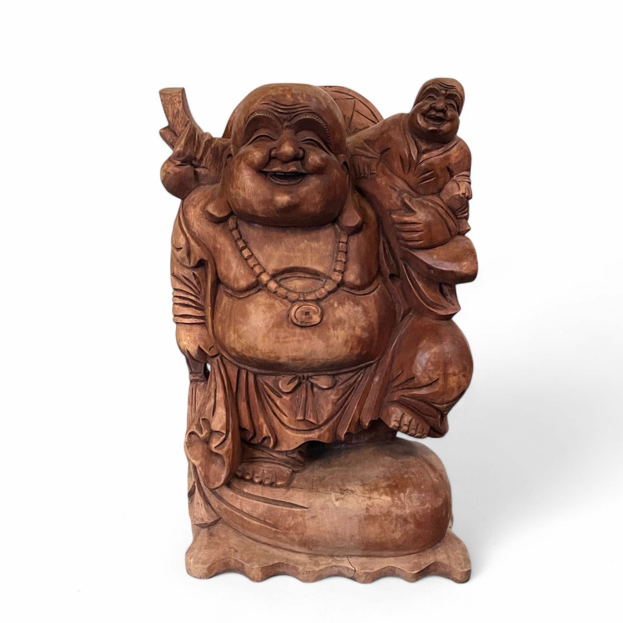 Große Happy Buddha Figur aus Holz (51cm) Reichtumsbuddha Große Happy Buddha Figur aus Holz (51cm) Reichtumsbuddha