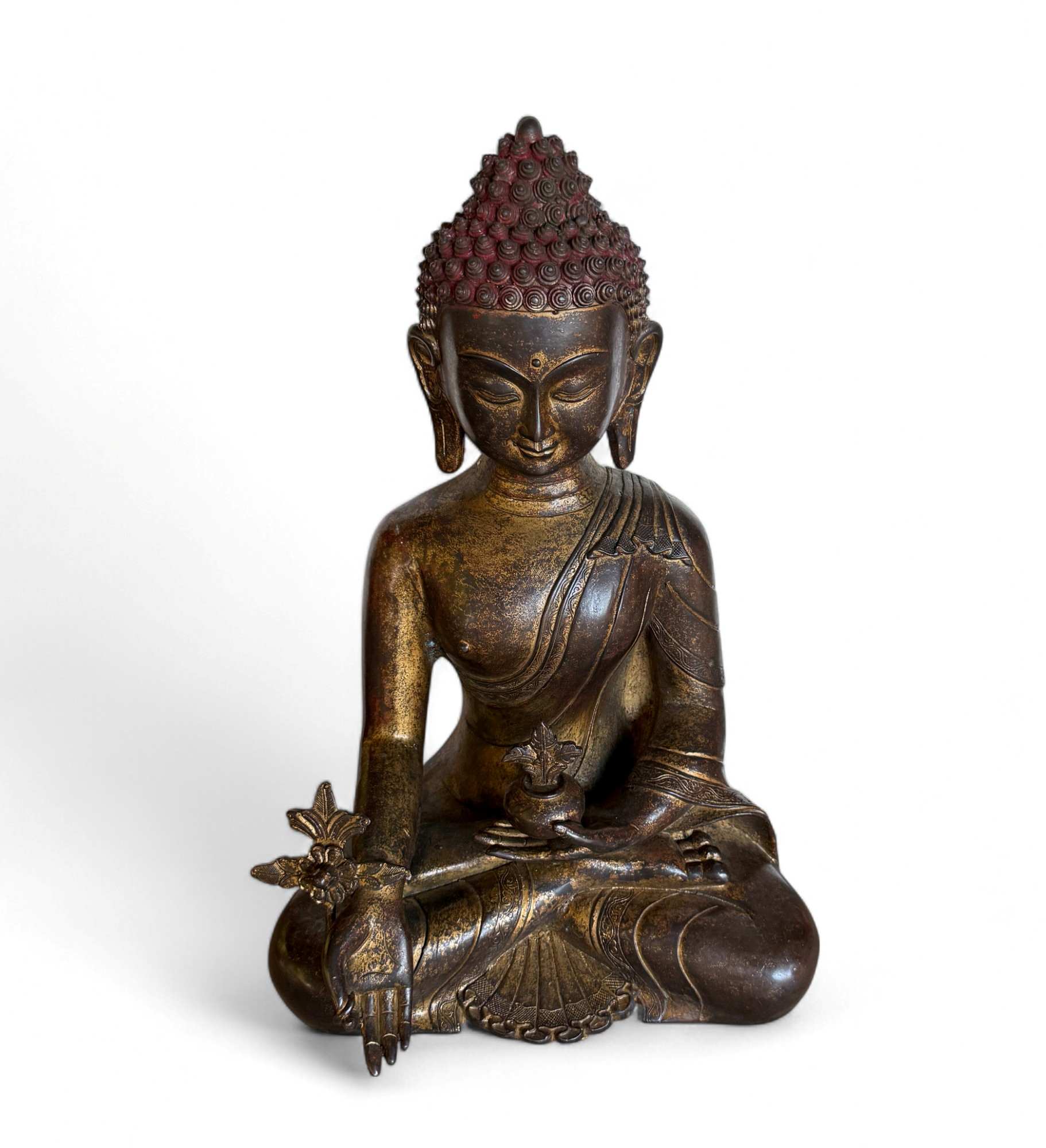 Medizin Buddha Figur Bronze Tibet China - 43 cm groß
