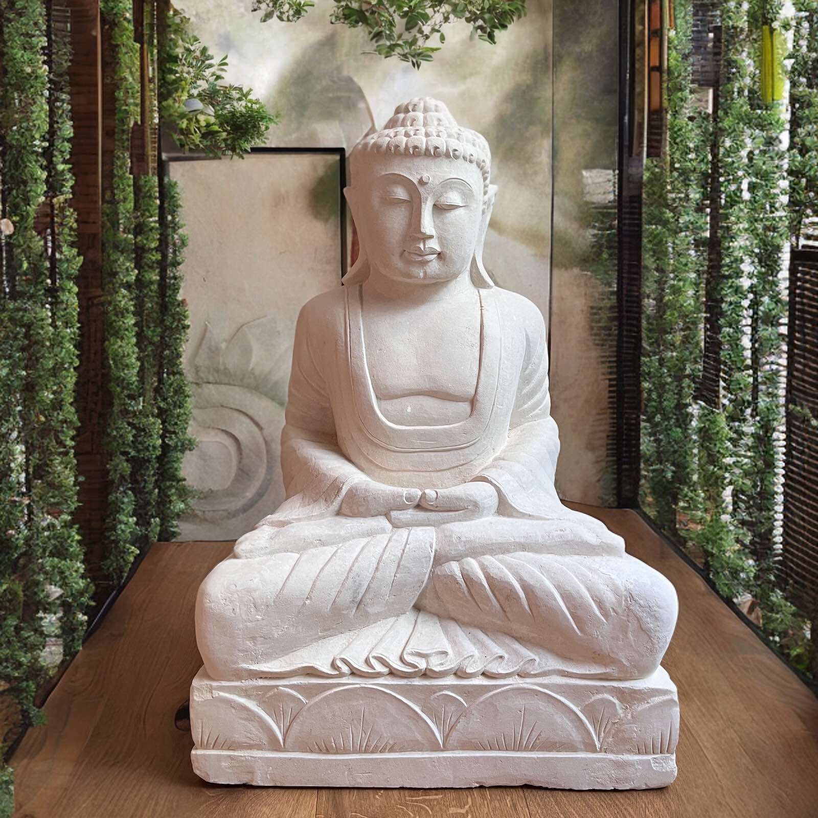 Buddha Figur Sandstein Thailand Skulptur Indoor