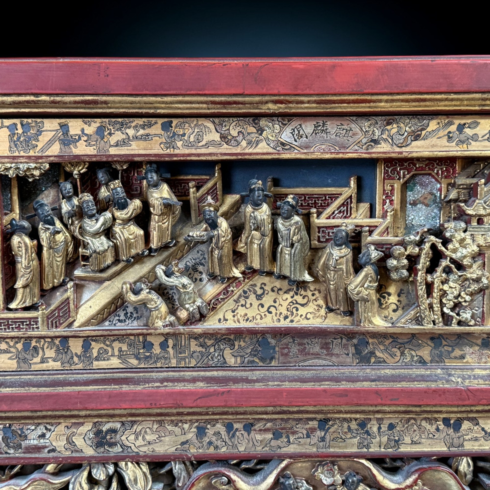 Monumentales Holz Relief - chinesische Schnitzerei aus Nachlass