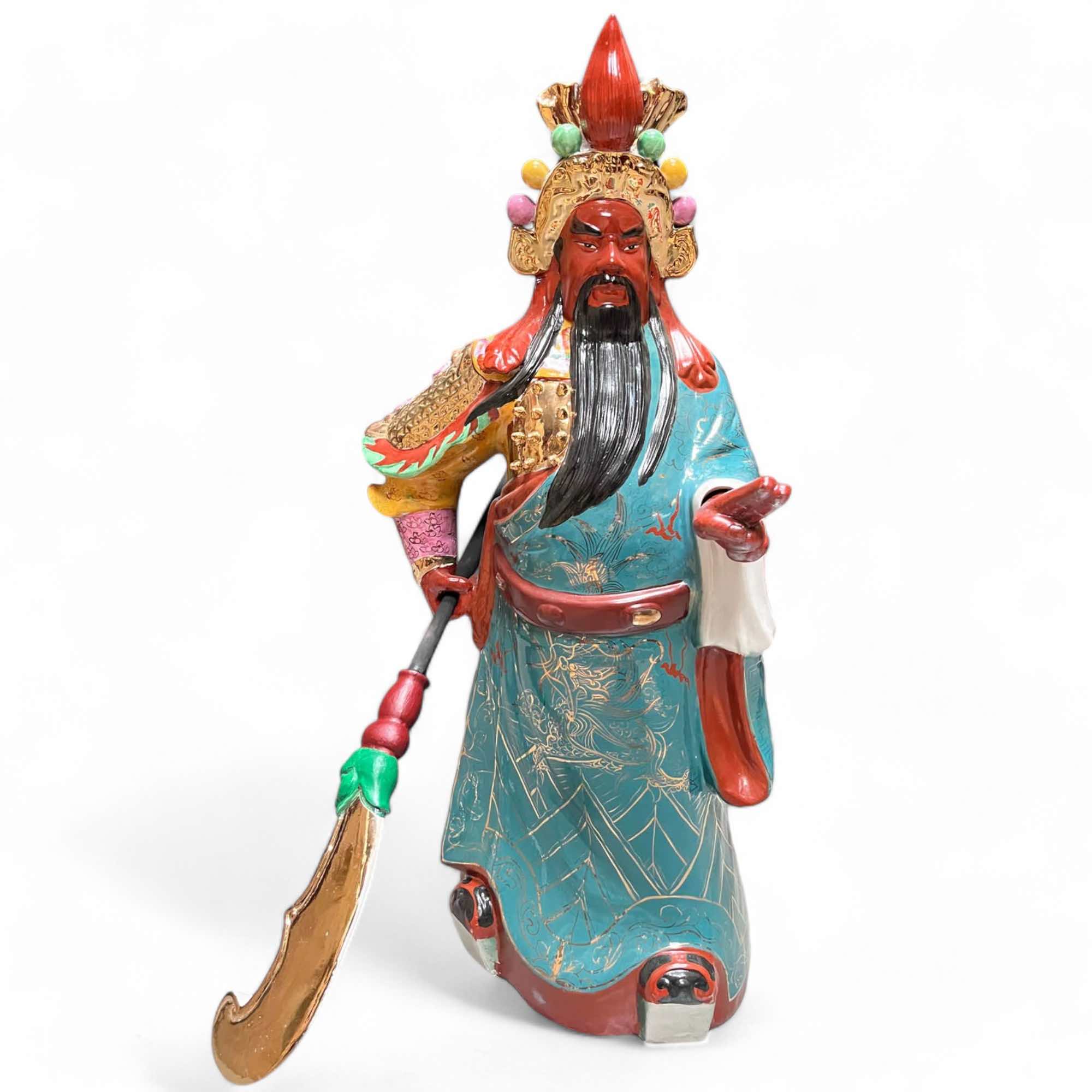 Guan Yu Krieger Statue China Porzellan - 99cm groß