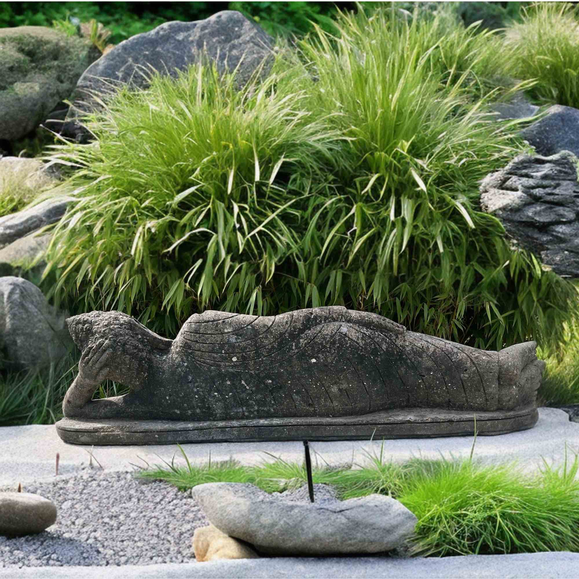 Liegende Buddha Skulptur Gartenfigur Lavastein Liegende Buddha Skulptur Gartenfigur Lavastein