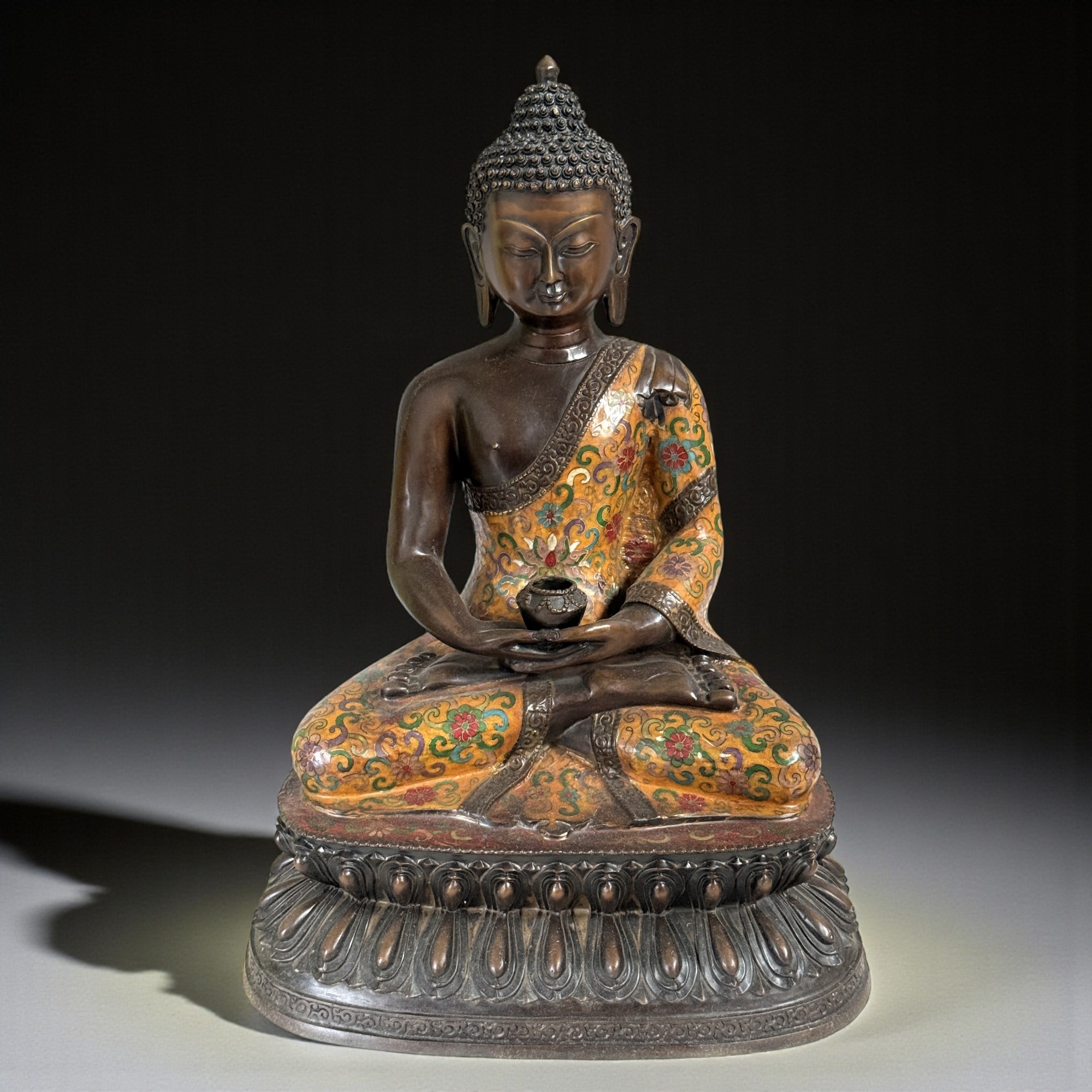 Buddha Figur Bronze China Cloisonne Skulptur 44cm groß