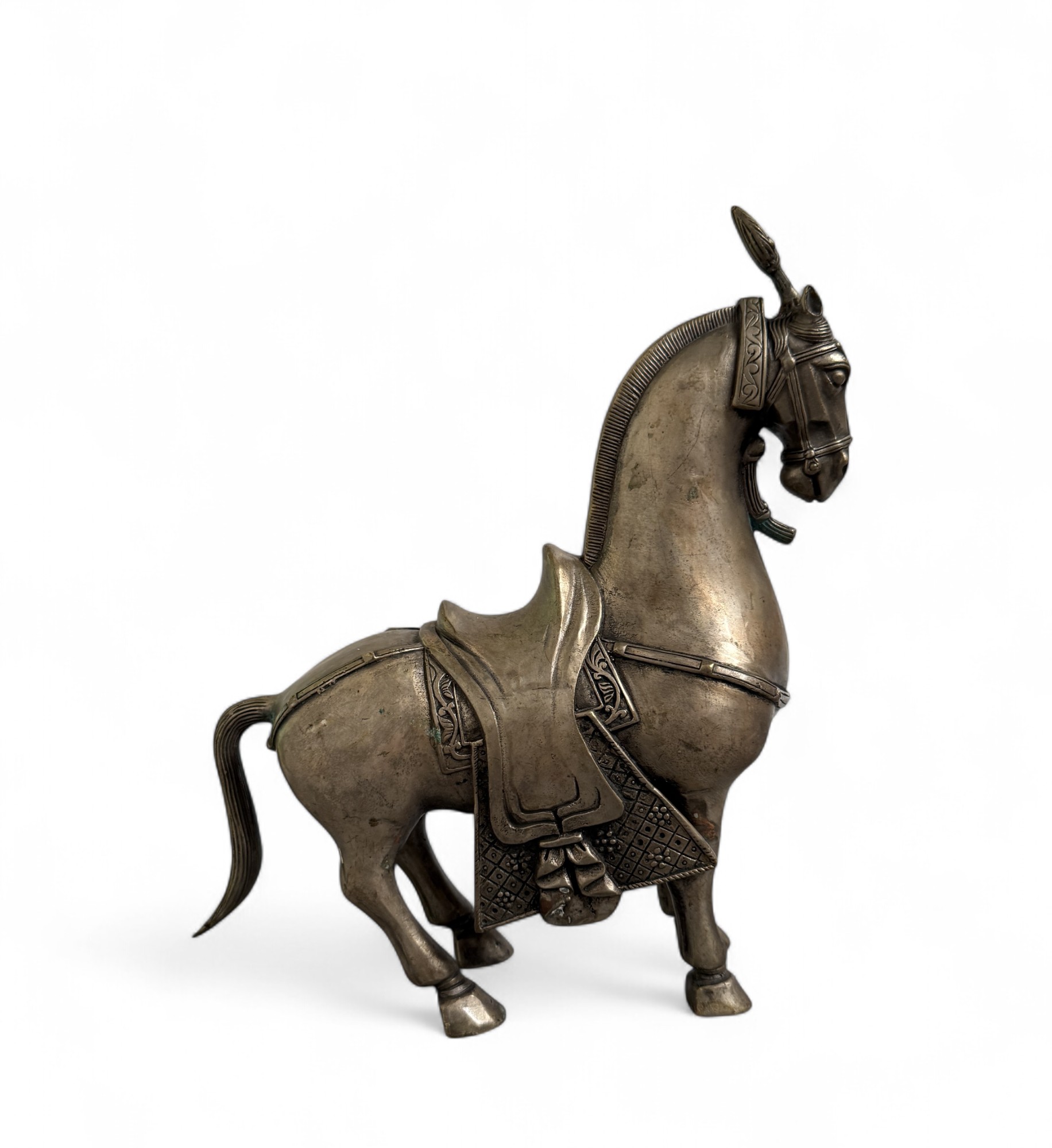 Chinesisches Tang Pferd – Bronze Replikat mit Grünspan & Patina, 25 cm