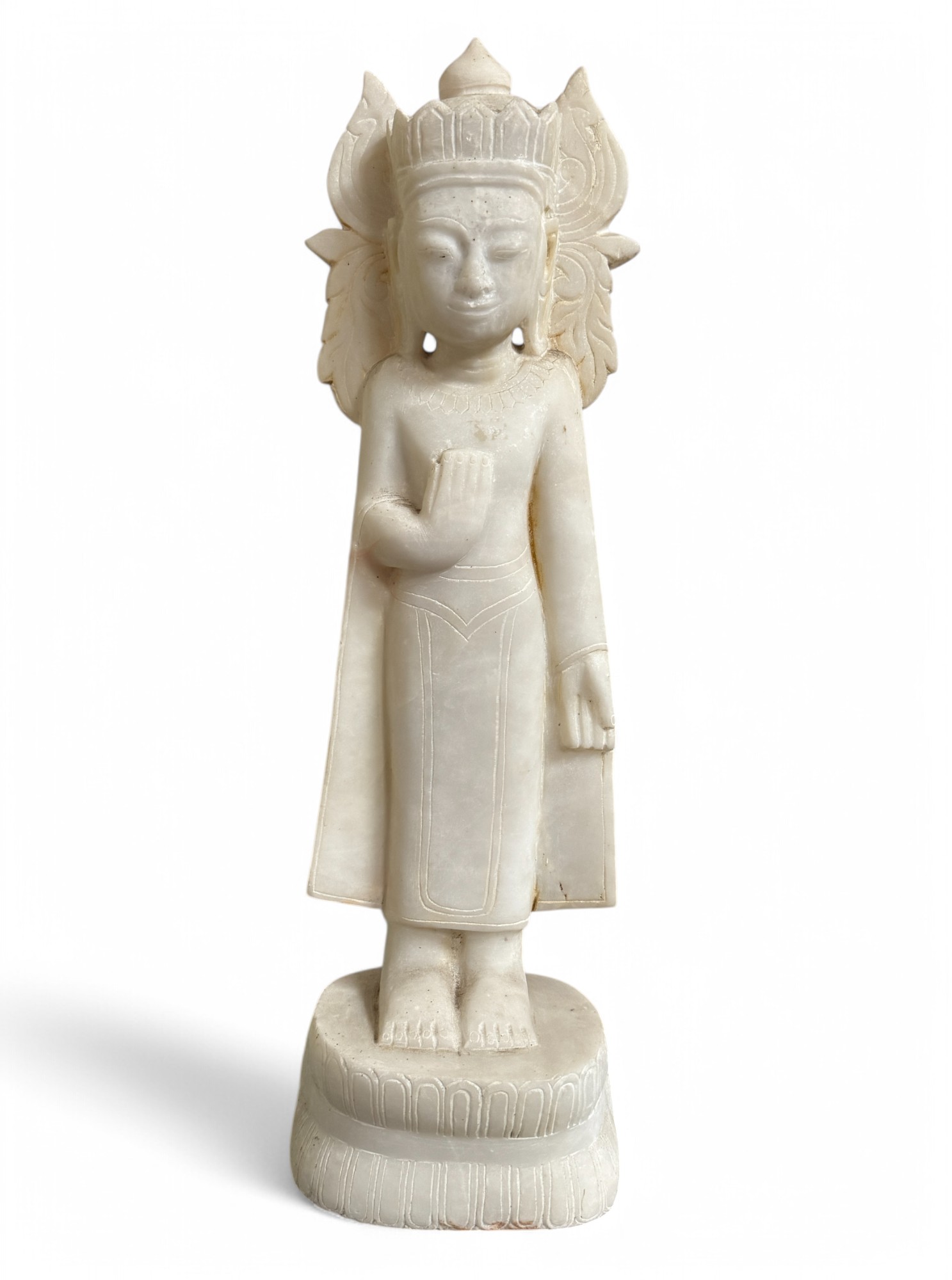 Birmanische Alabaster Buddha Skulptur gekrönt, 64 cm