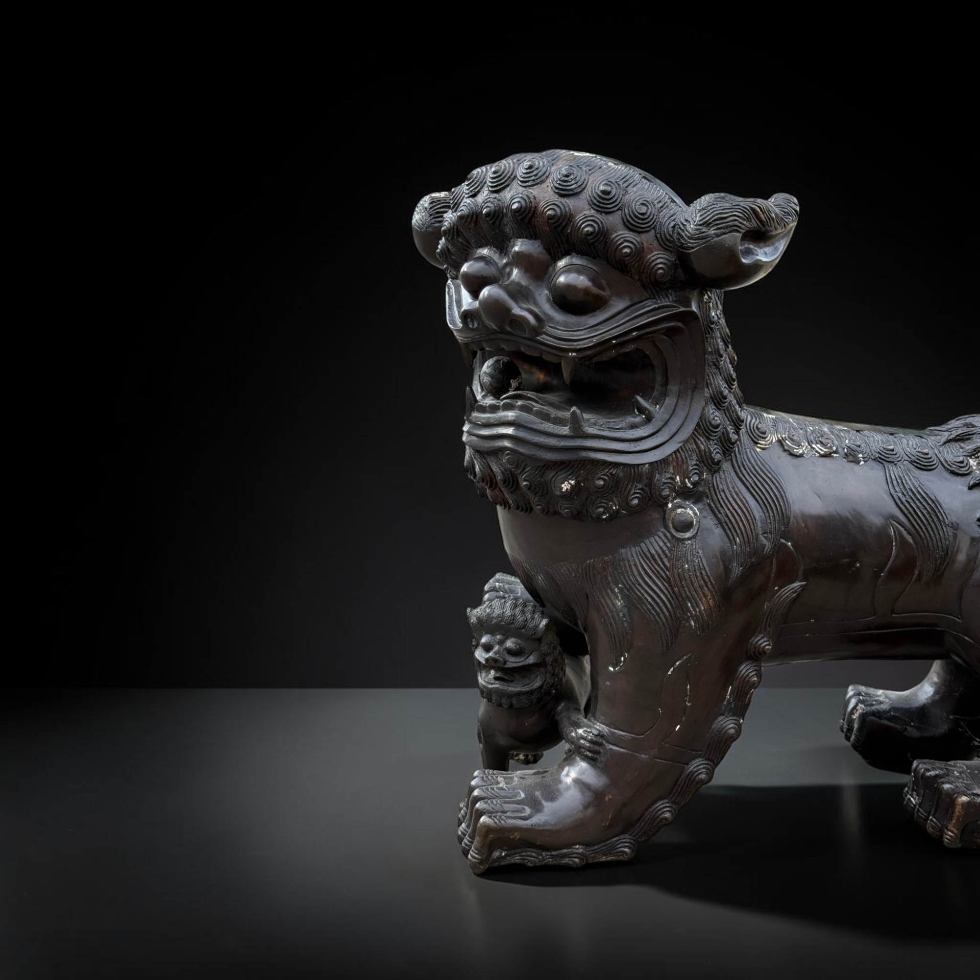 Alte Wächterlöwen Tempellöwen Fudogs aus wertiger Bronze Burma 71kg