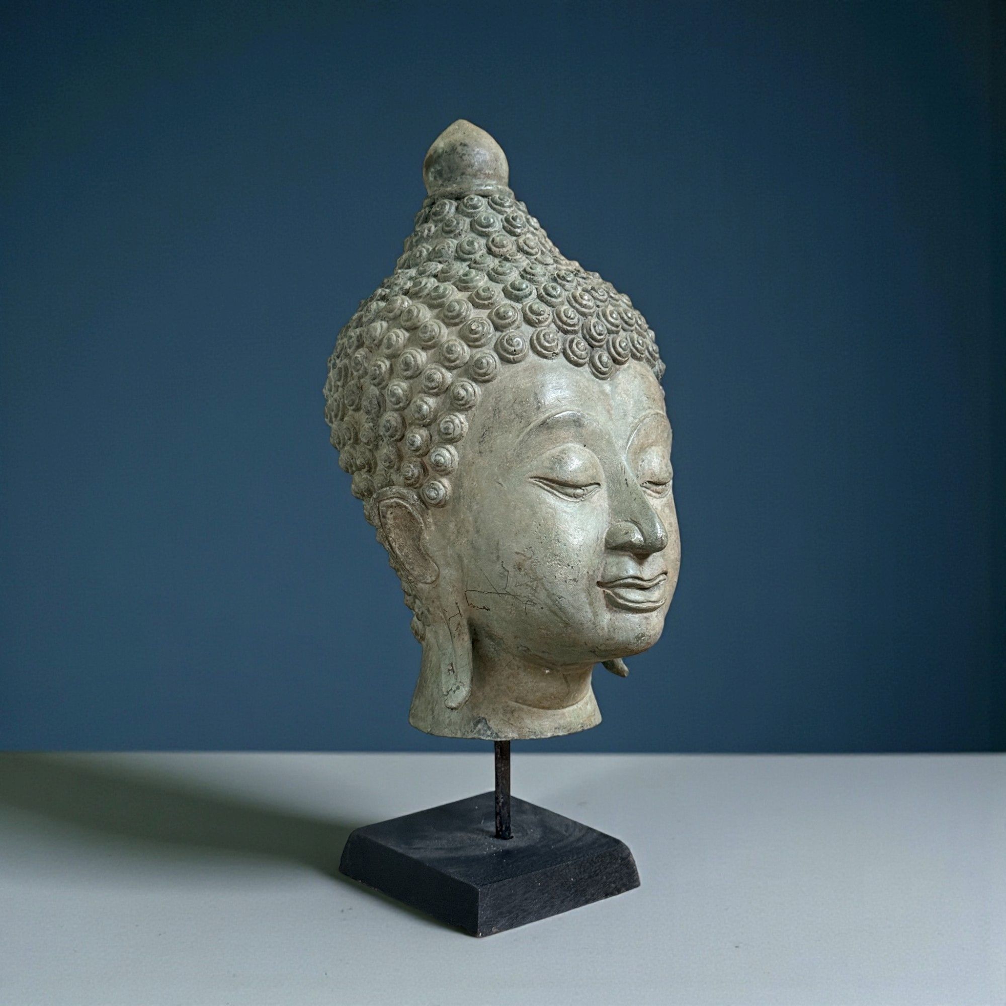 Thailand Buddha Kopf Bronze Skulptur 34 cm groß