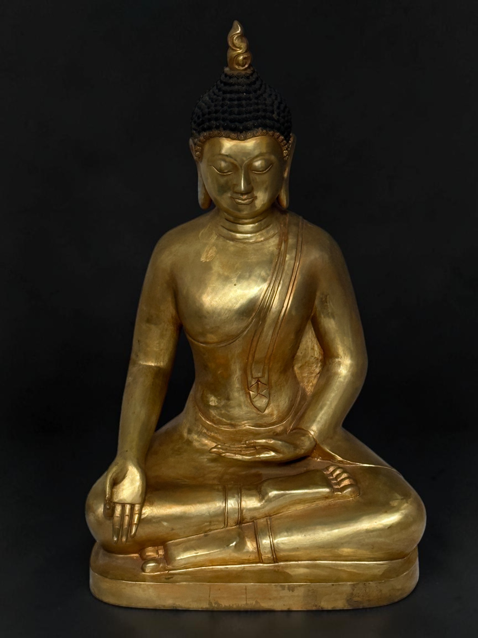 Große Bronze Buddha Statue mit Vitarka Mudra Tibet-China 60 cm