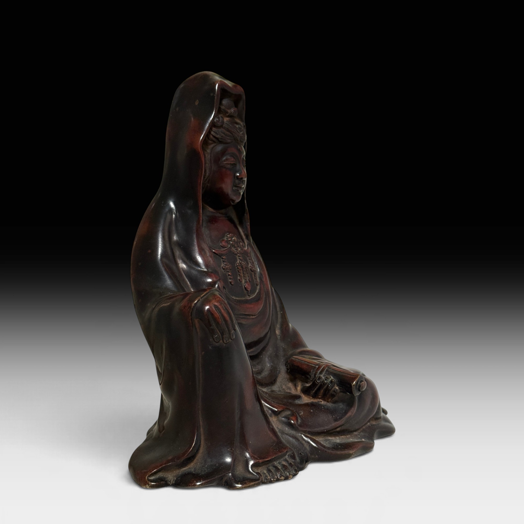 Alte Japan Kannon Bronze Figur – Signiert „Seiko“ – 19. Jhdt. – 2,9 kg – 22,5 cm