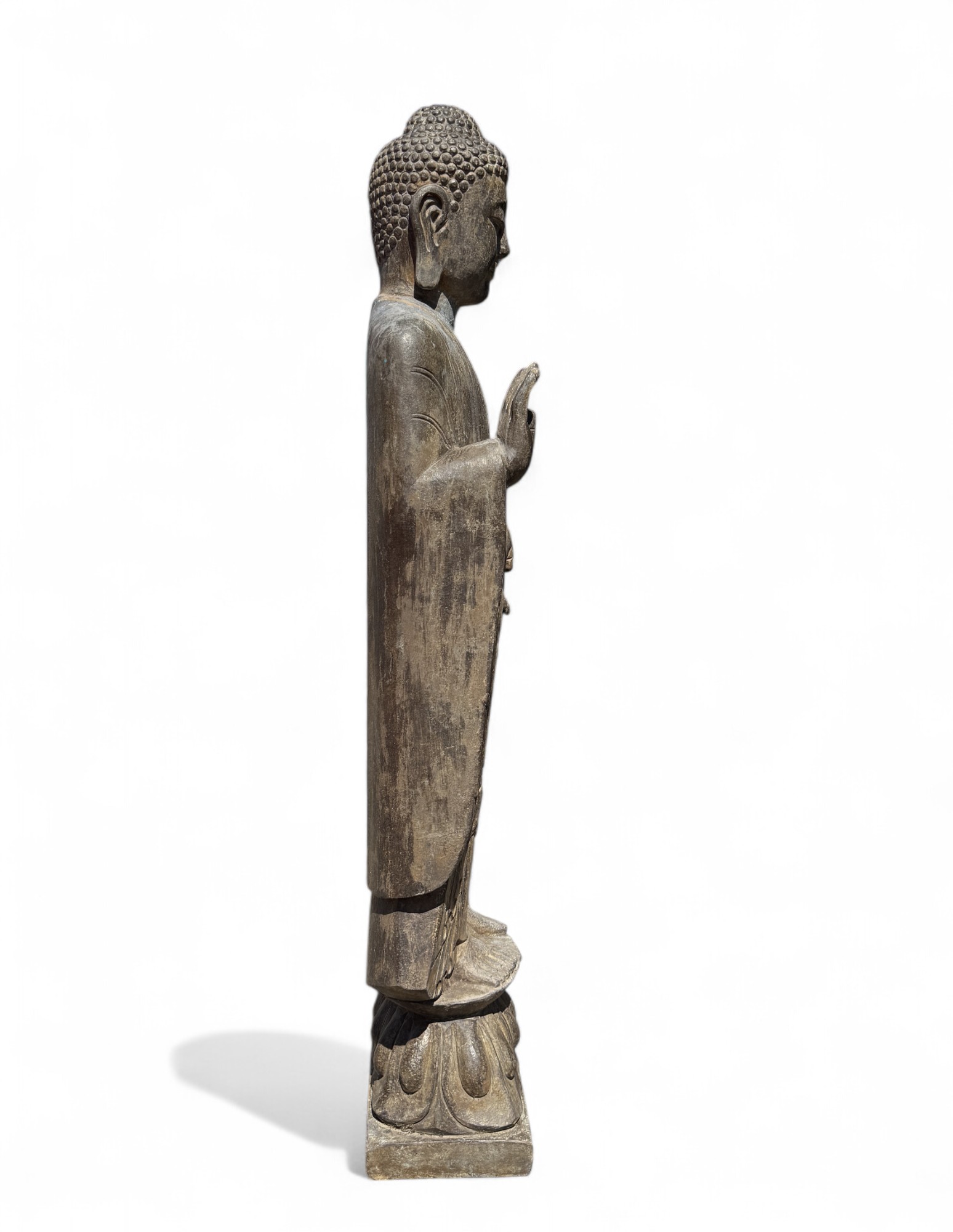 Garten Buddha Statue stehende Skulptur Schutz Geste 120 cm groß