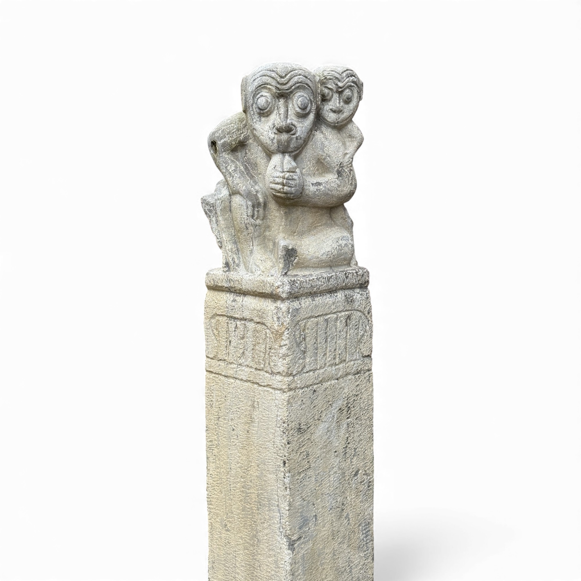 Chinesische Gartenpagode mit 2 Affen - 150 cm groß