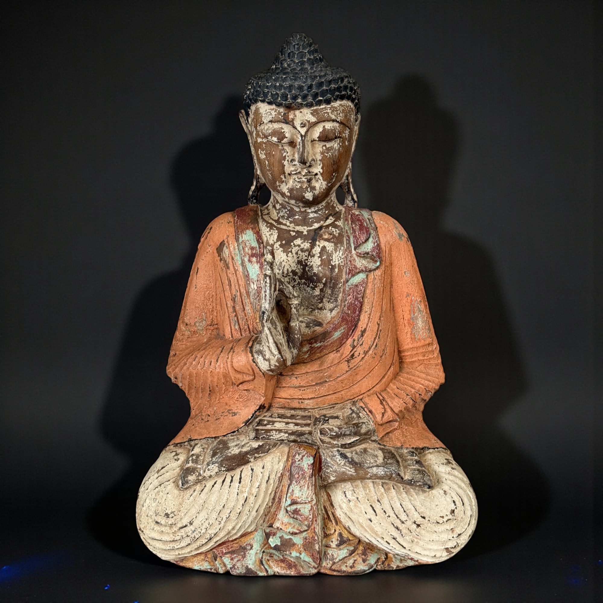 Großer Holz Buddha Skulptur - Vitarka Mudra - 62 cm groß
