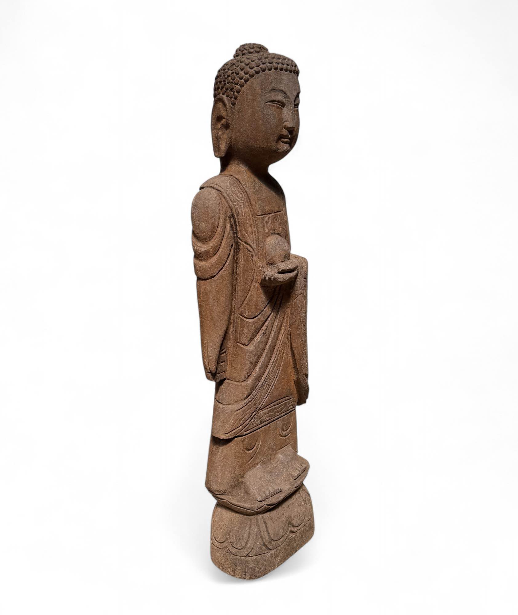 Garten Buddha Statue Naturstein Figur Wunschgewährungs Geste