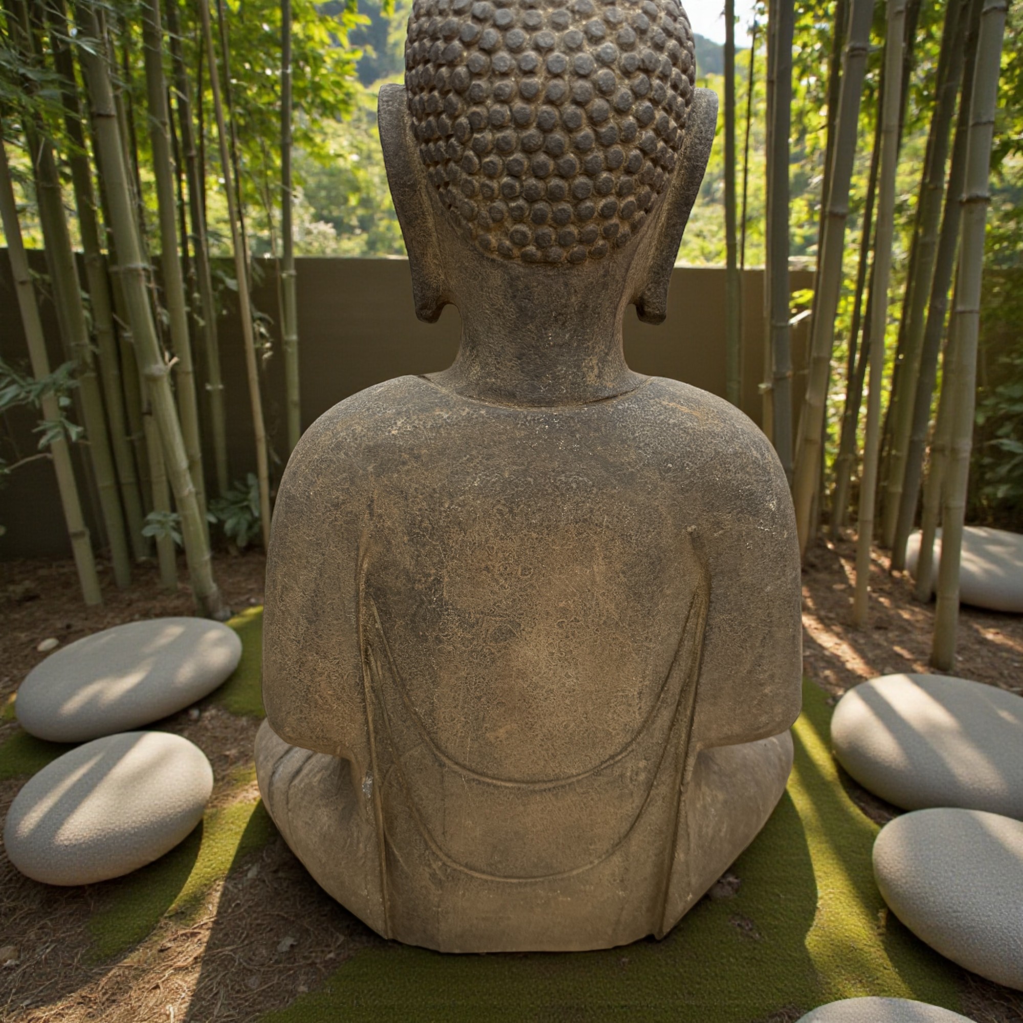 Stein Buddha Figur Garten Statue Naturstein - meditierend