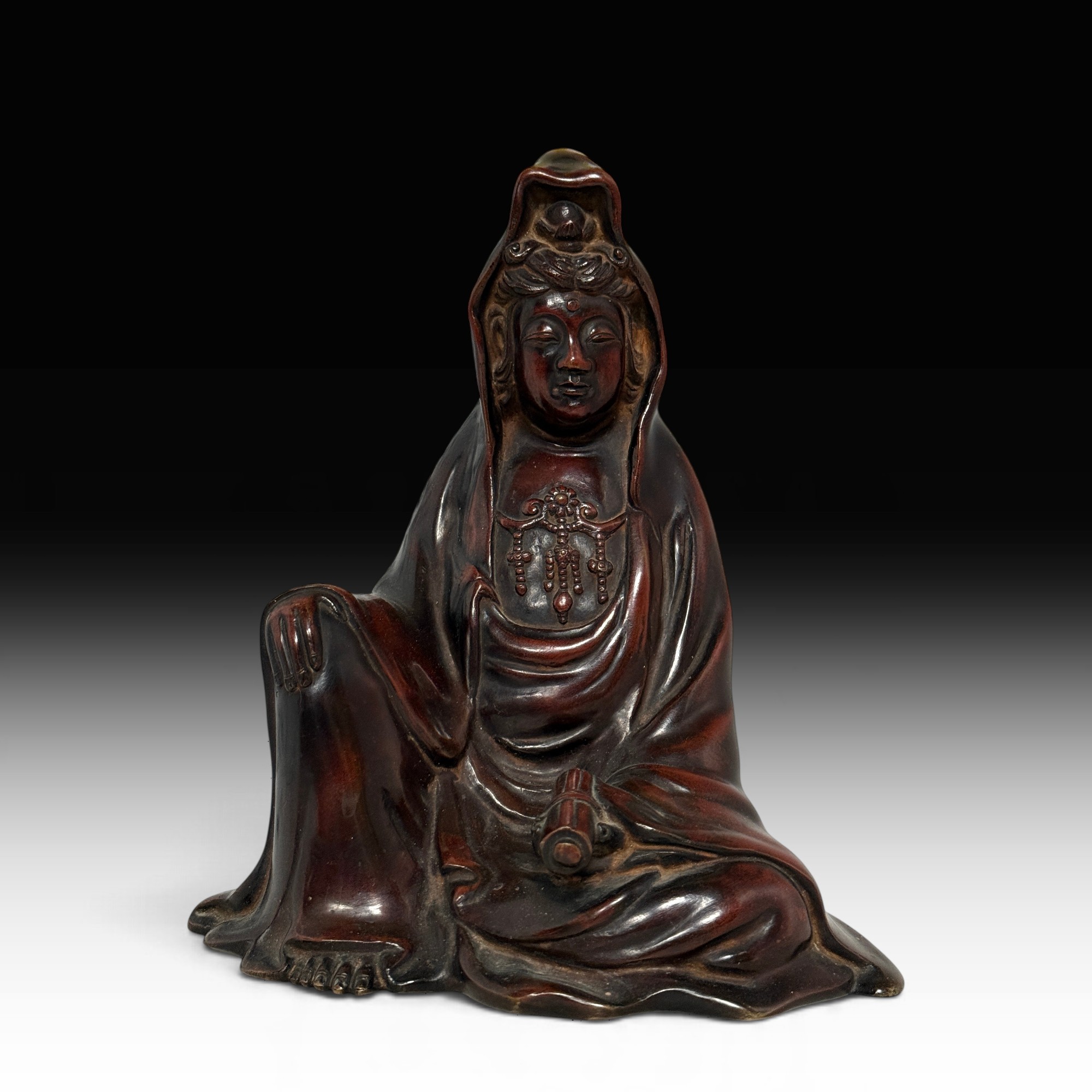 Alte Japan Kannon Bronze Figur – Signiert „Seiko“ – 19. Jhdt. – 2,9 kg – 22,5 cm