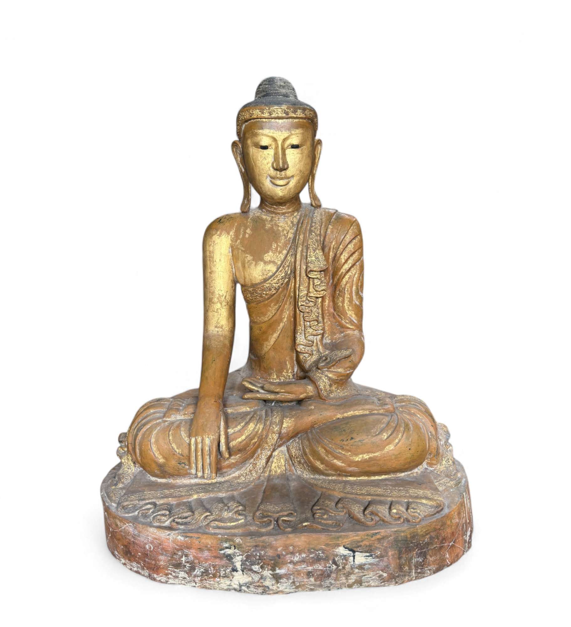 Alte Mandalay Buddha Statue Teakholz Burma Skulptur