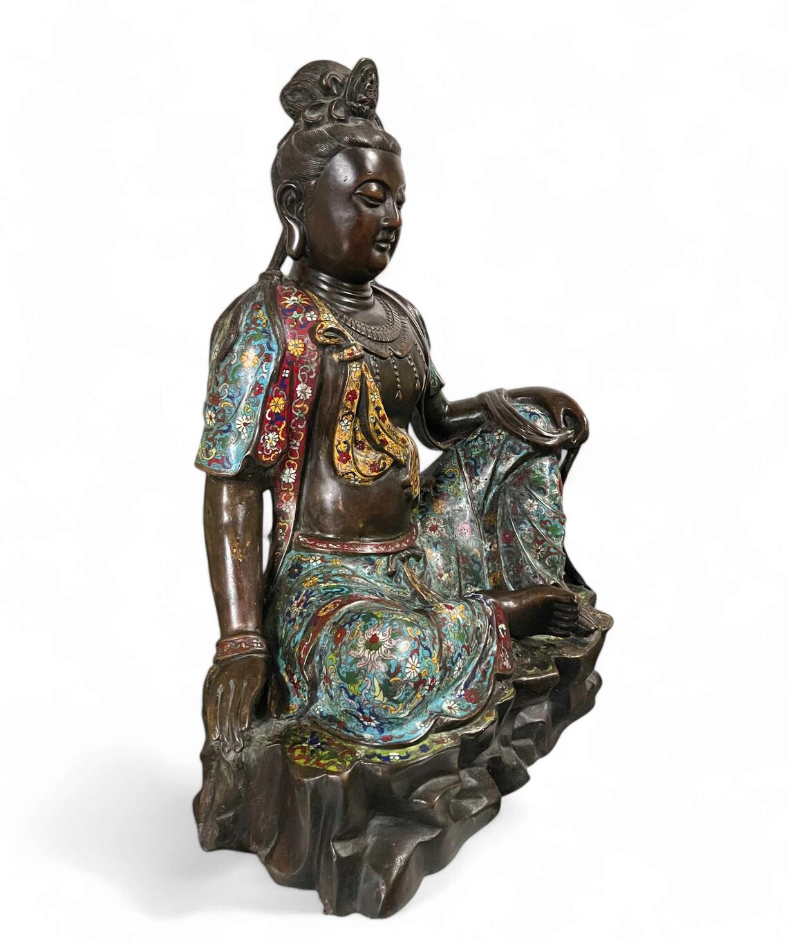 Guanyin Statue Cloisonne Bronze Bodhisattva China