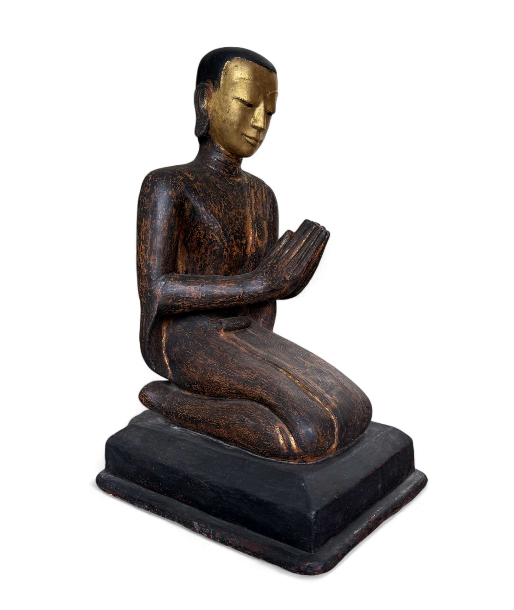 Burmesischer Mönch in Anjali Mudra aus Lacquerware 88 cm
